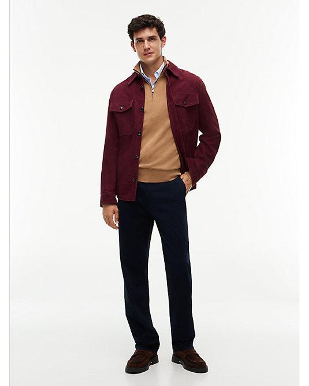 Tommy Hilfiger Blue Mock Neck Quarter Zip Jumper With Cashmere for men