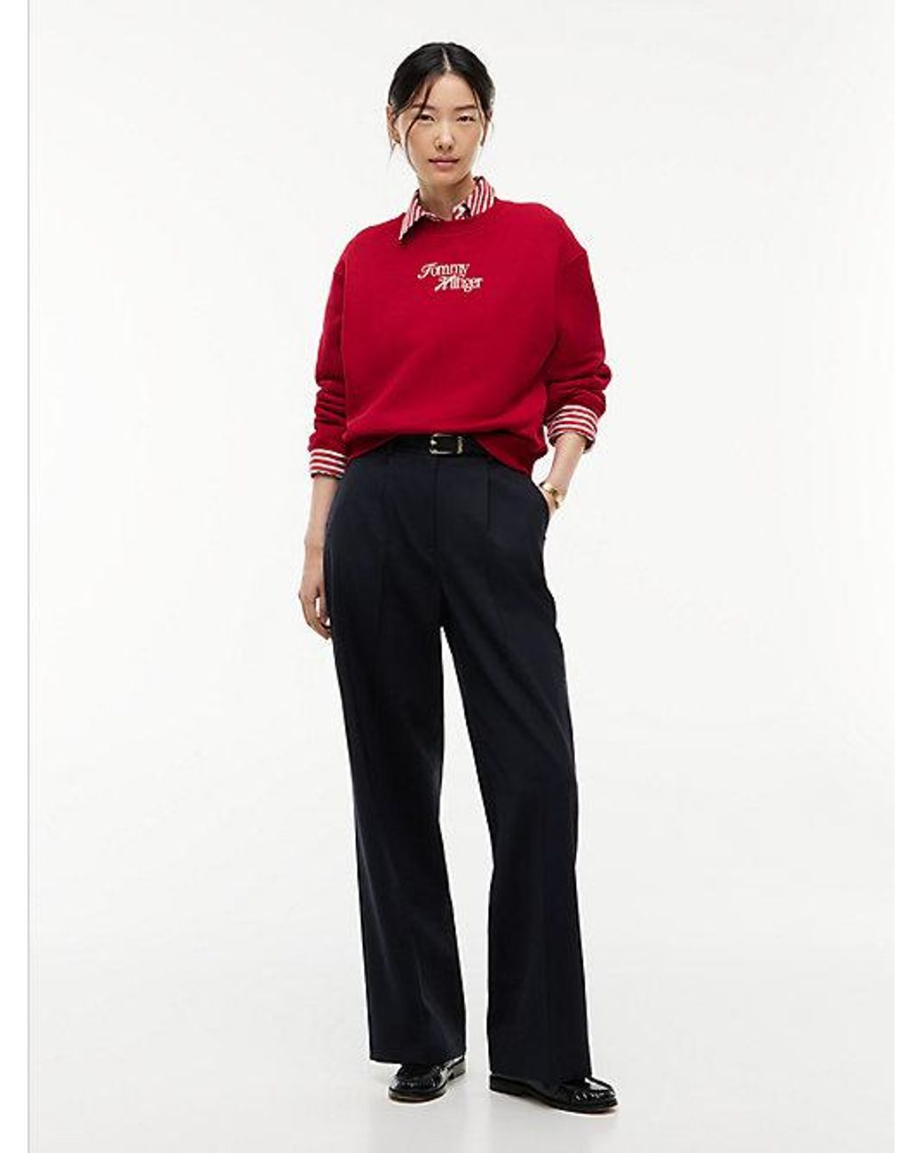 Tommy Hilfiger Red Logo Relaxed Terry Sweatshirt