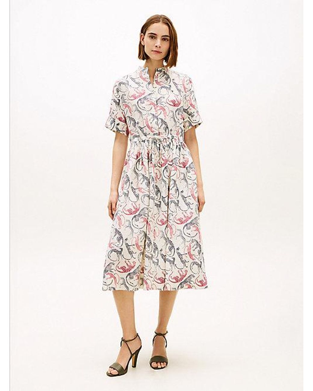 Tommy Hilfiger White Pure Linen Midi Shirt Dress