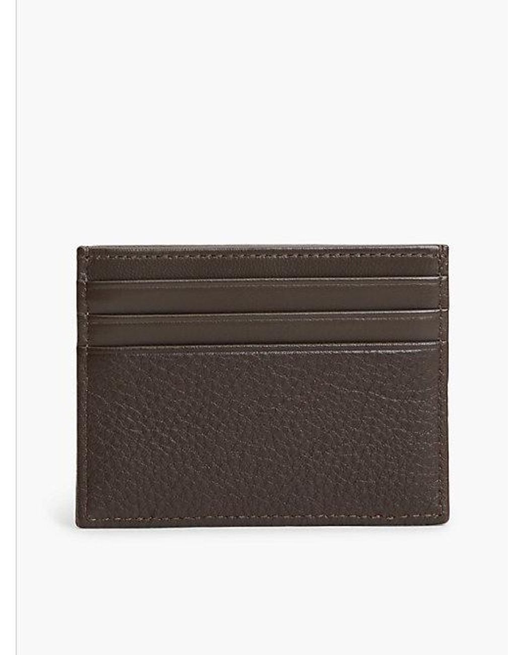 Tommy Hilfiger Brown Corporate Leather Credit Card Holder for men