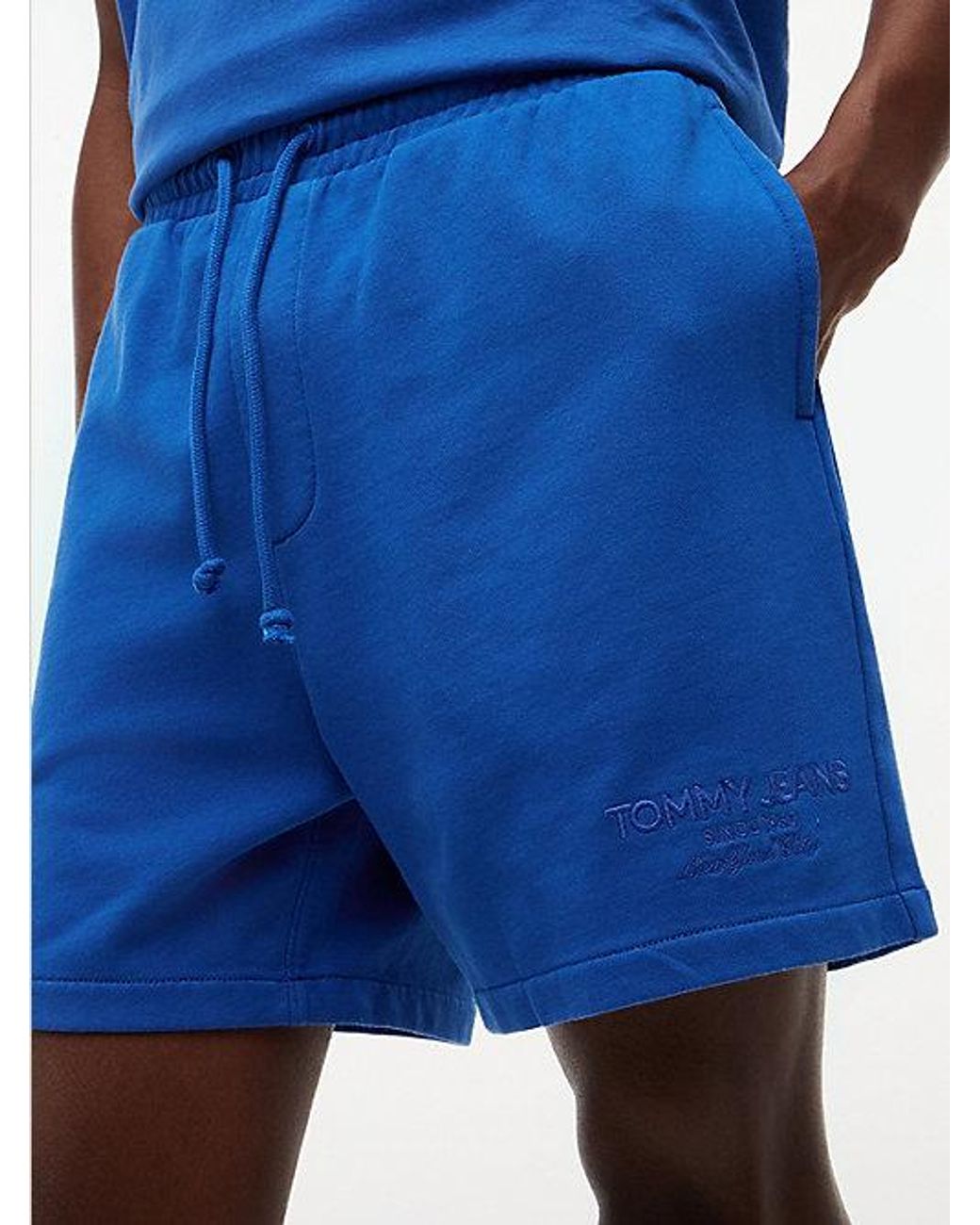 Tommy Hilfiger Blue Classic Tonal Logo Embroidery Sweat Shorts for men