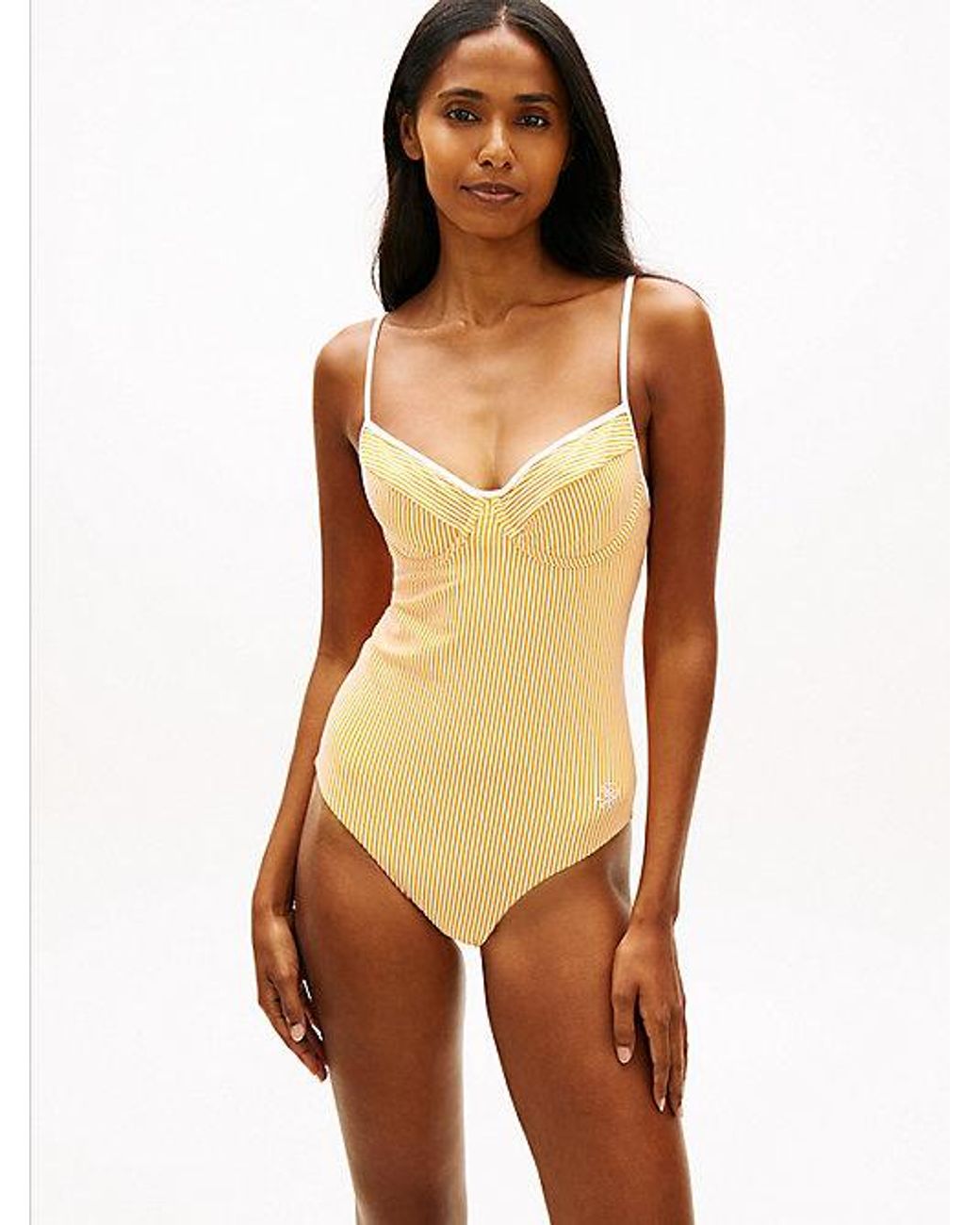 Tommy Hilfiger Orange Essential Seersucker Demi Cup Swimsuit