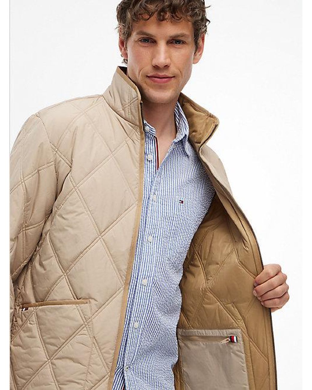 Tommy Hilfiger Natural Diamond Quilted Zip-Thru Jacket for men