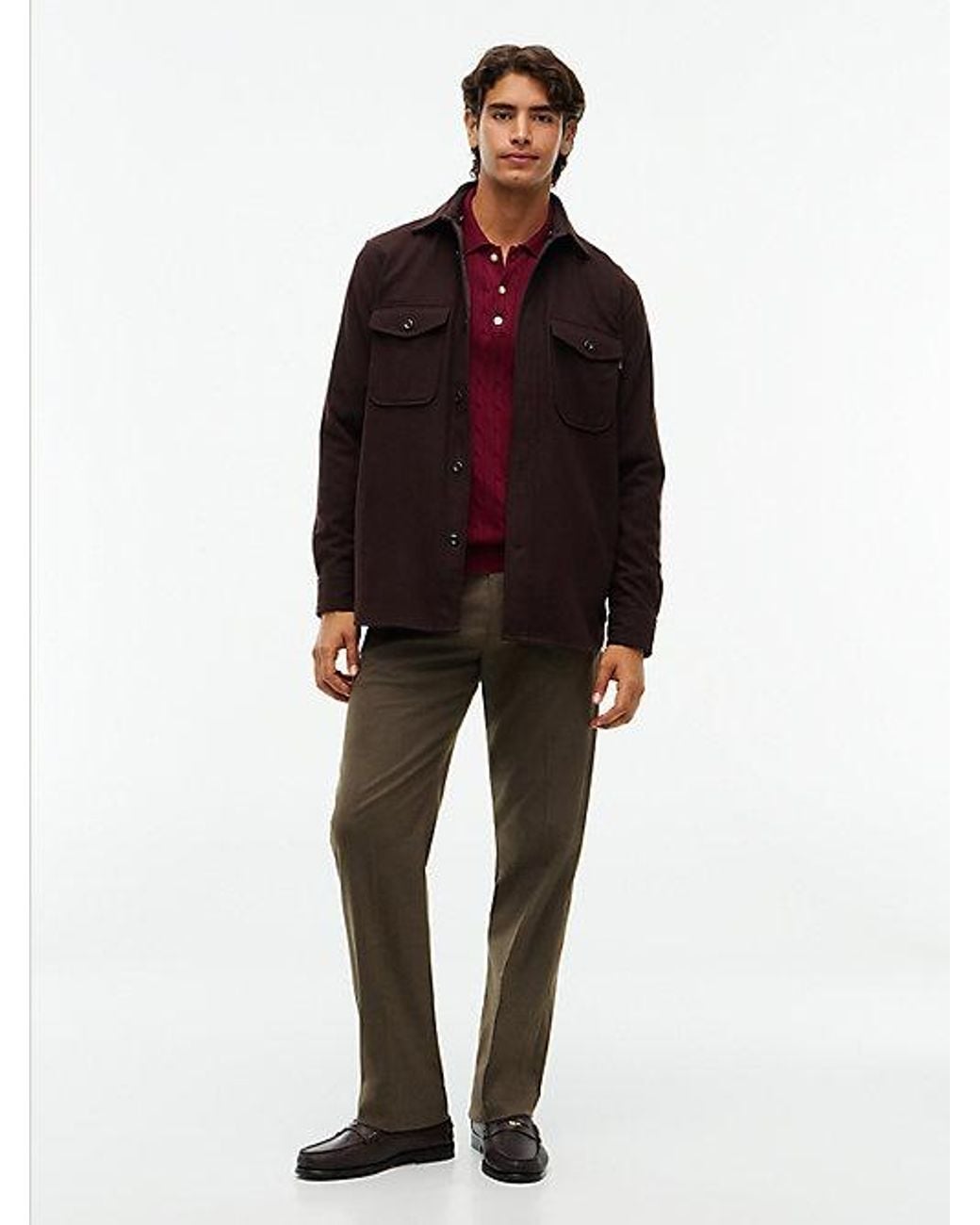 Tommy Hilfiger Red Relaxed Fit Wool Blend Shirt for men