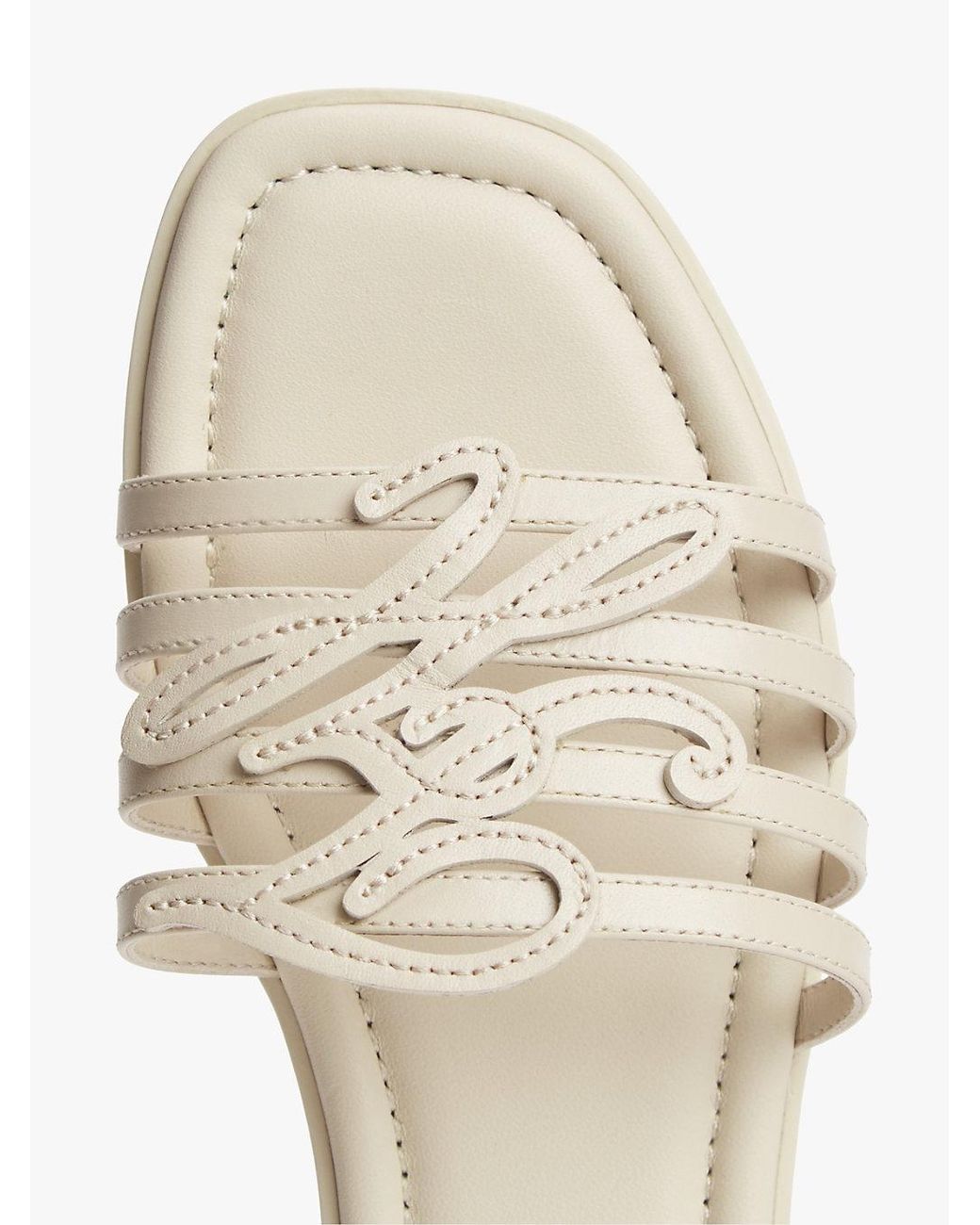 Tommy Hilfiger Natural Logo Strap Leather Mules