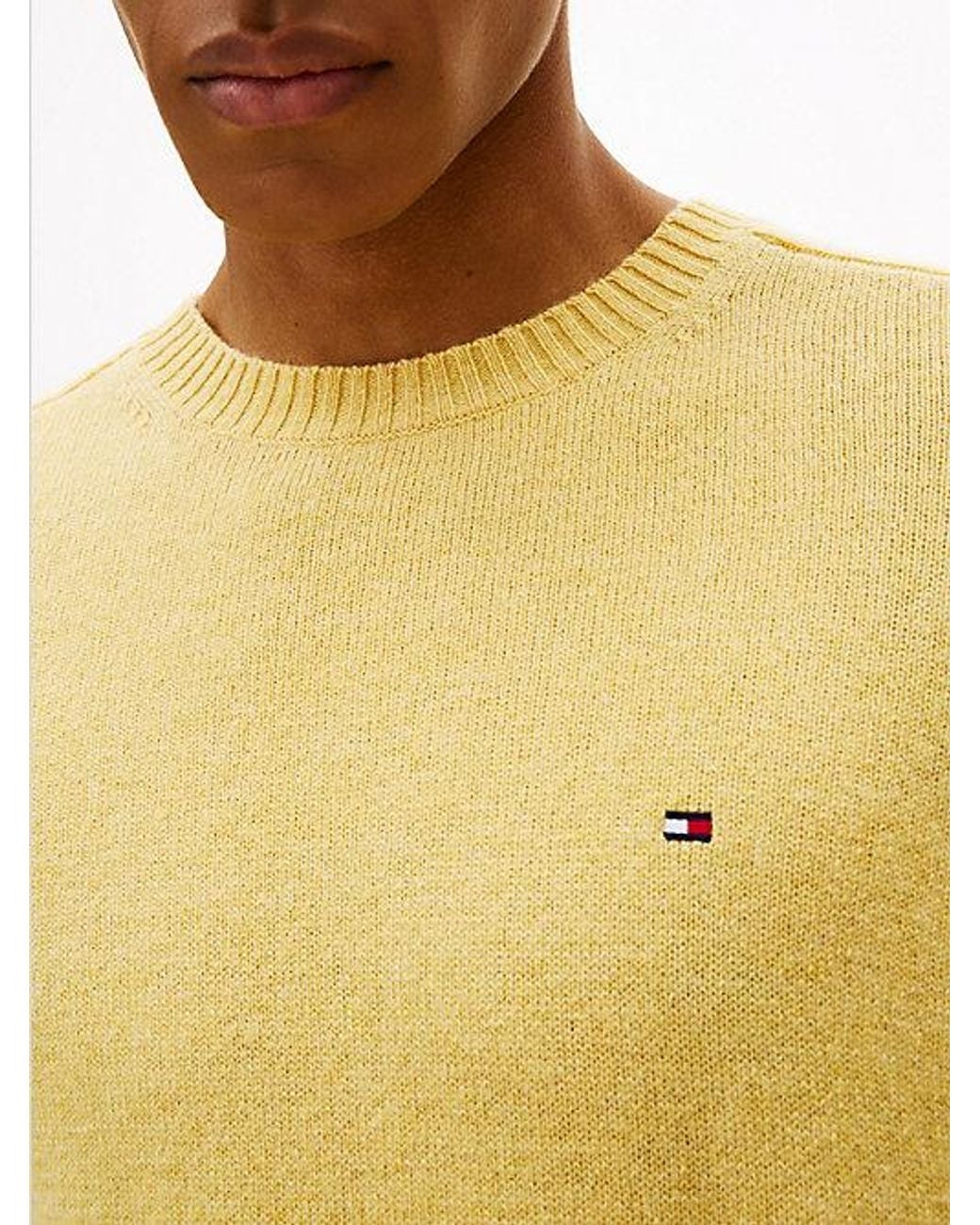 Tommy Hilfiger Yellow Pure Lambswool Crew Neck Jumper for men
