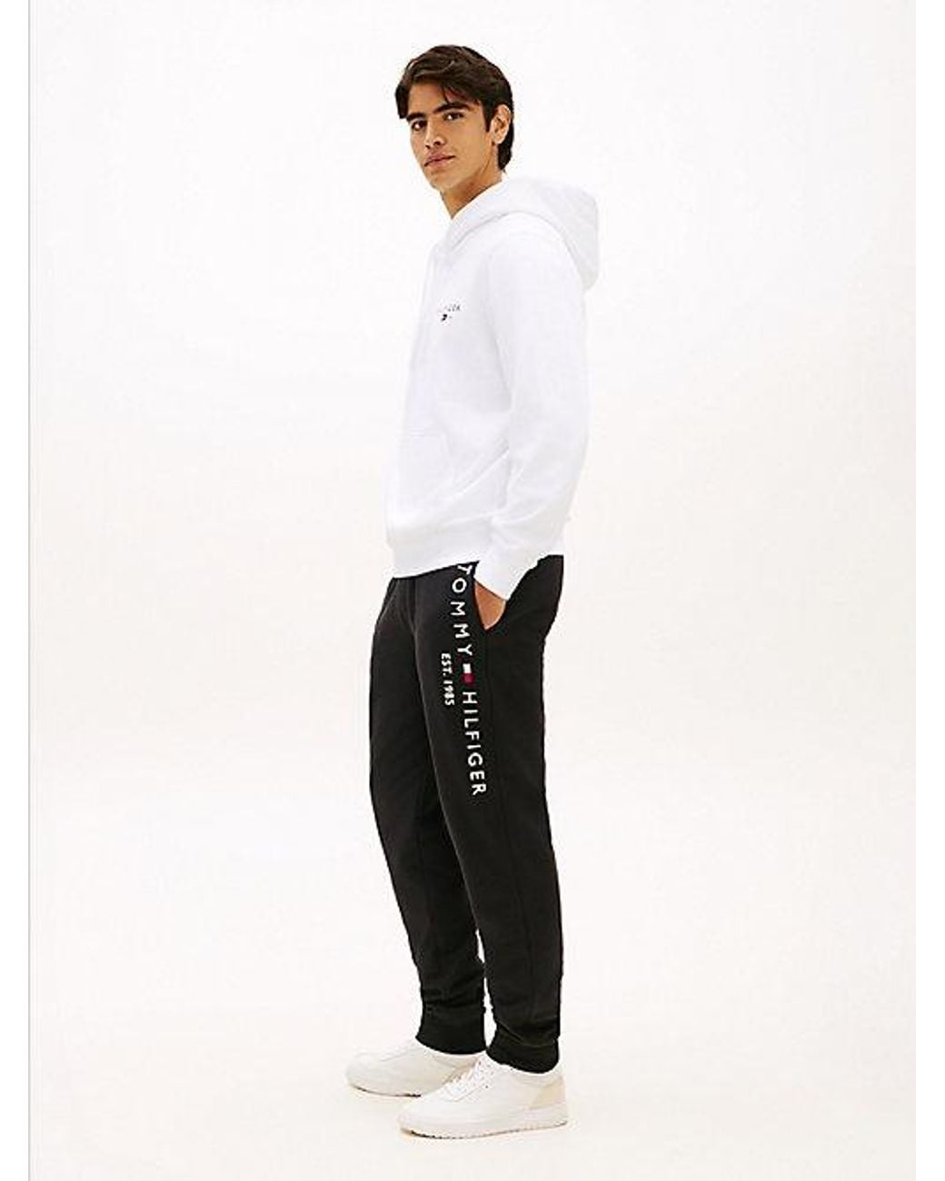 Tommy Hilfiger White Logo Terry Cuffed Leg Joggers for men