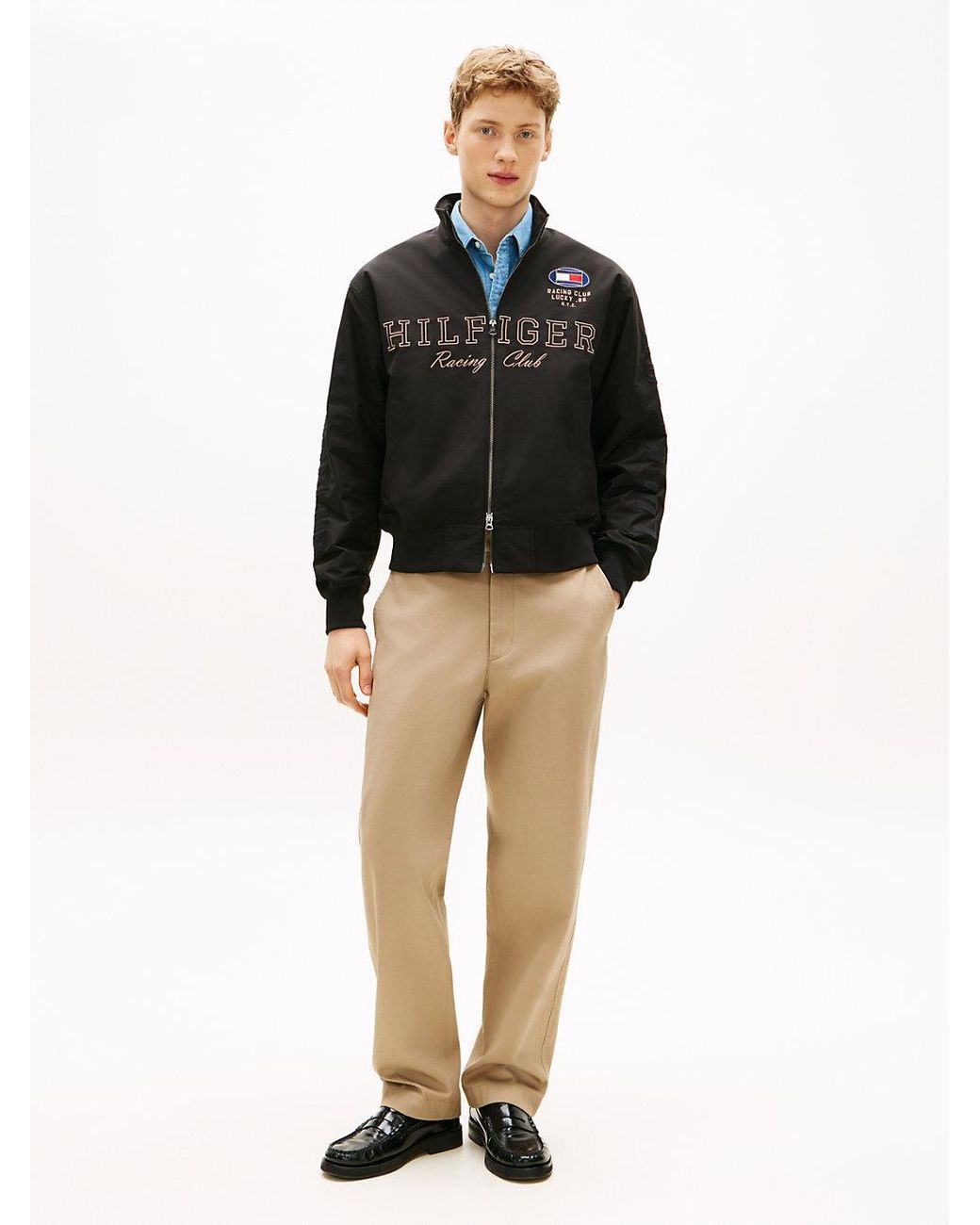 Tommy Hilfiger Black Logo Embroidery Racing Jacket for men