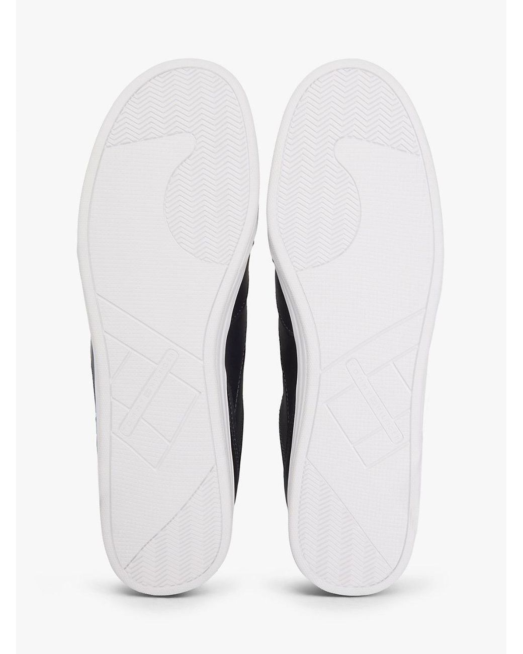 Tommy Hilfiger Blue Contrast Heel Trainers With Leather for men