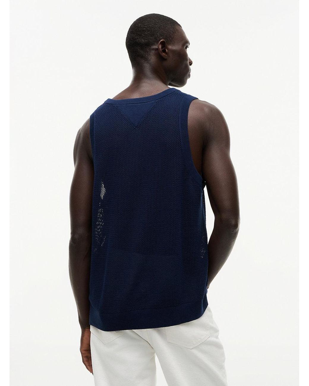Tommy Hilfiger Blue Relaxed Knitted Structured Tank Top for men