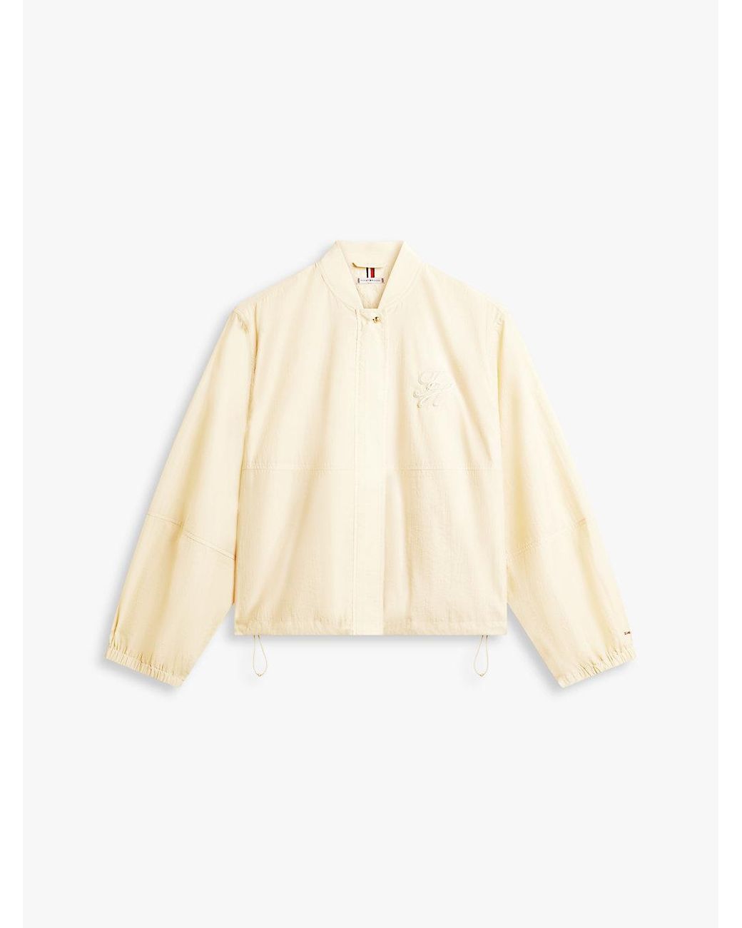Tommy Hilfiger Natural Logo Embroidery Balloon Sleeve Bomber Jacket