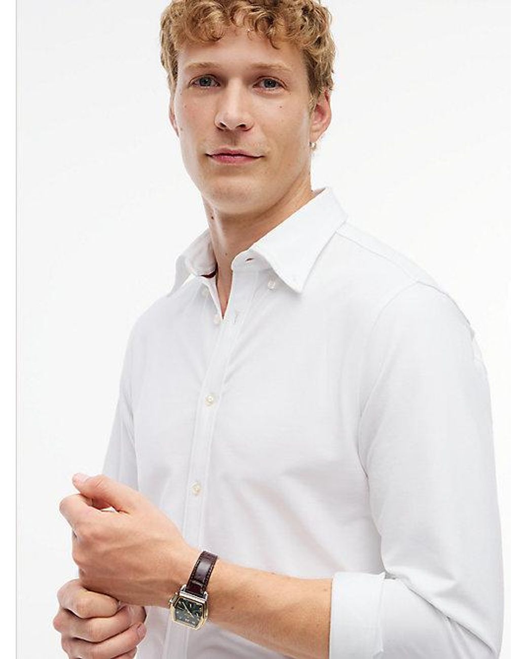 Tommy Hilfiger White Performance Slim Fit Pique Oxford Shirt for men