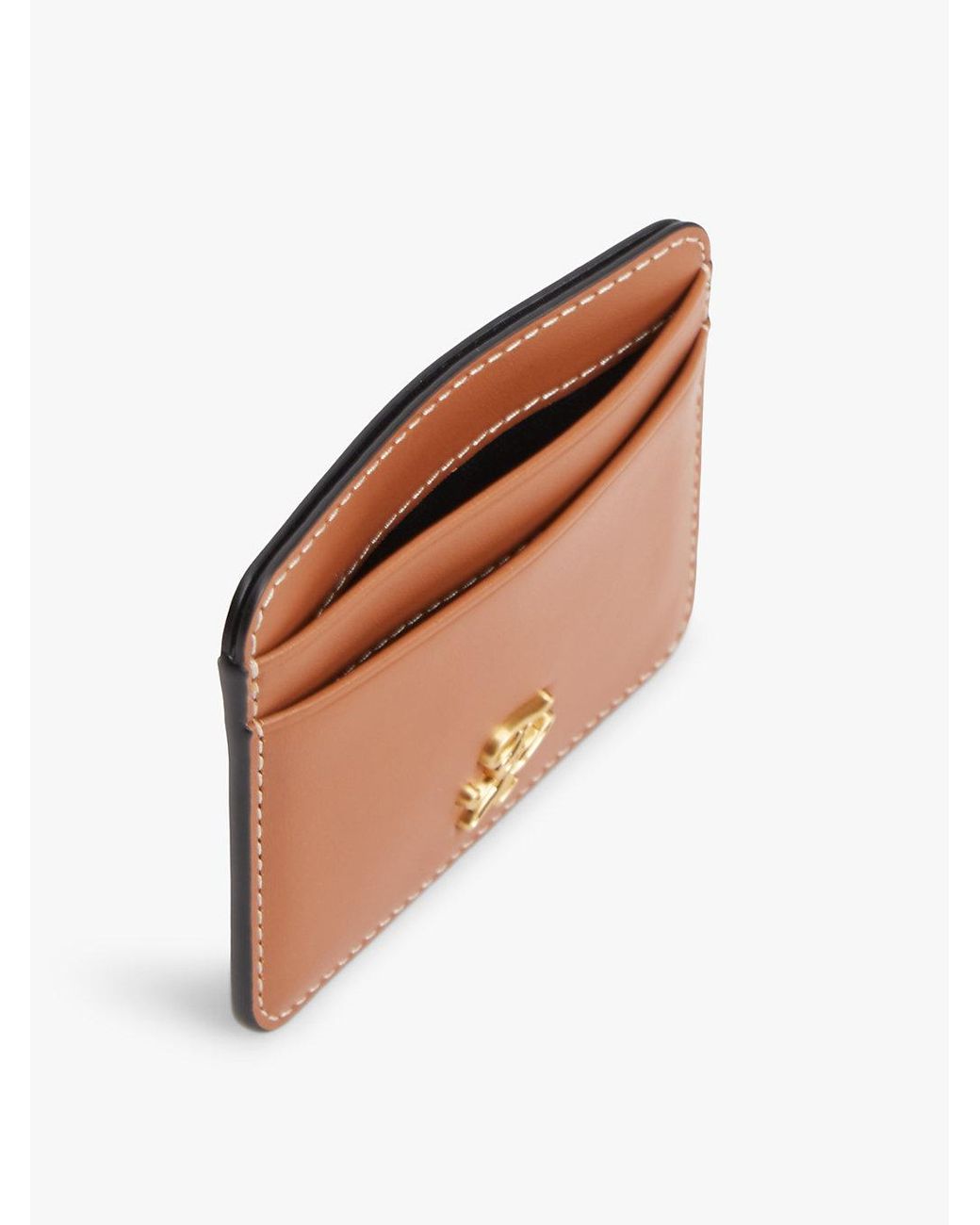Tommy Hilfiger Brown Logo Plaque Leather Card Holder