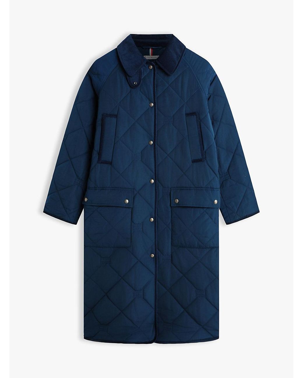 Tommy Hilfiger Blue Flag Quilted Padded Oversized Longline Coat