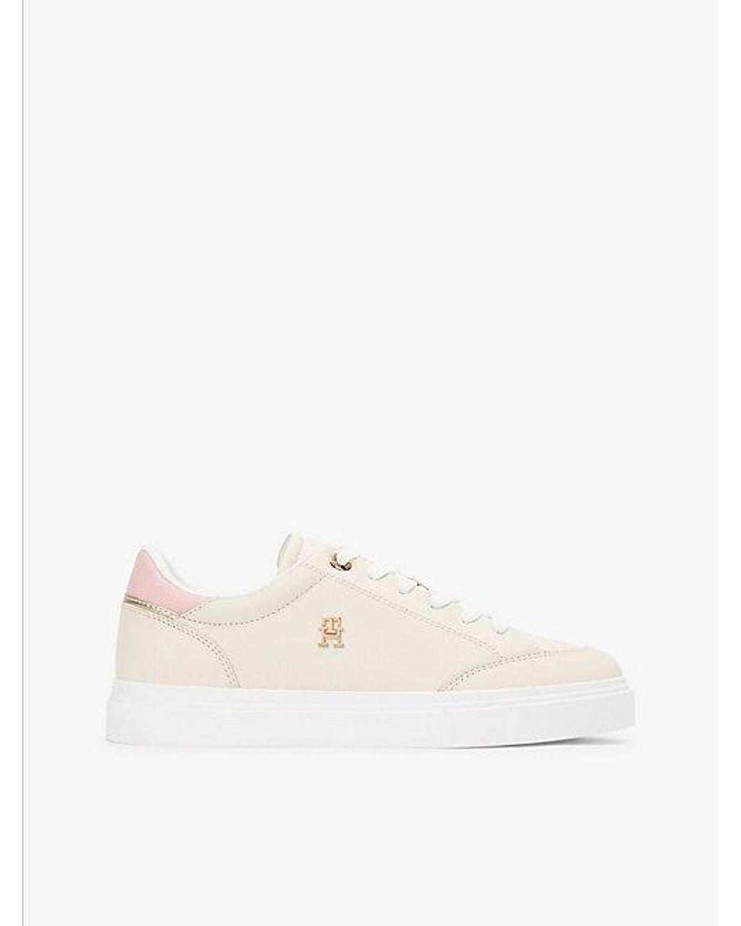 Tommy Hilfiger White Leather Th Monogram Cupsole Trainers