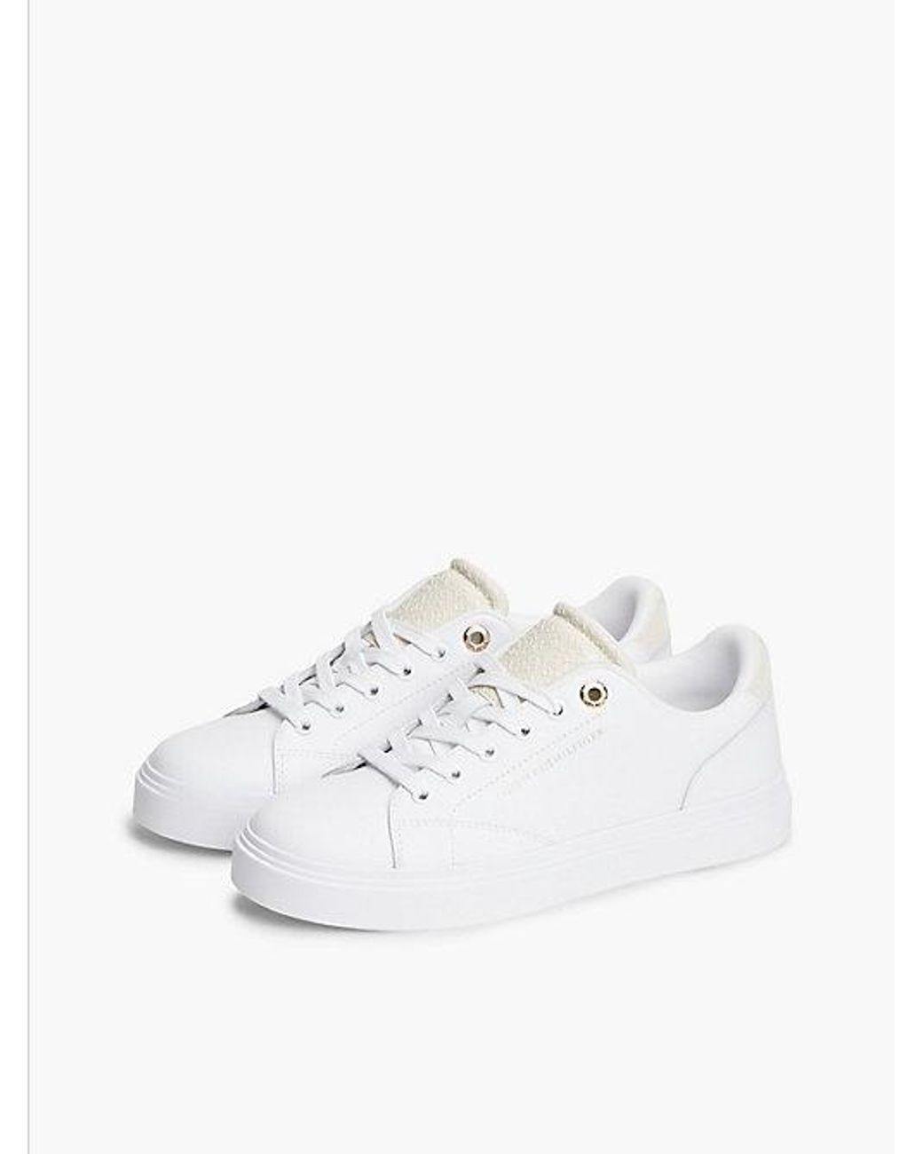 Tommy Hilfiger White Monogram Leather Cupsole Trainers