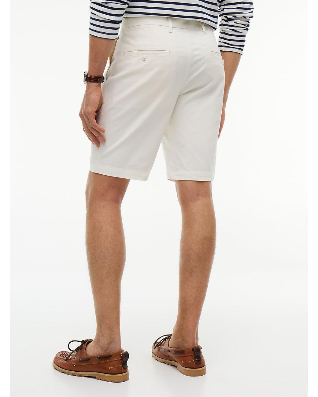 Tommy Hilfiger White Denton Twill Straight Fit Chino Shorts for men