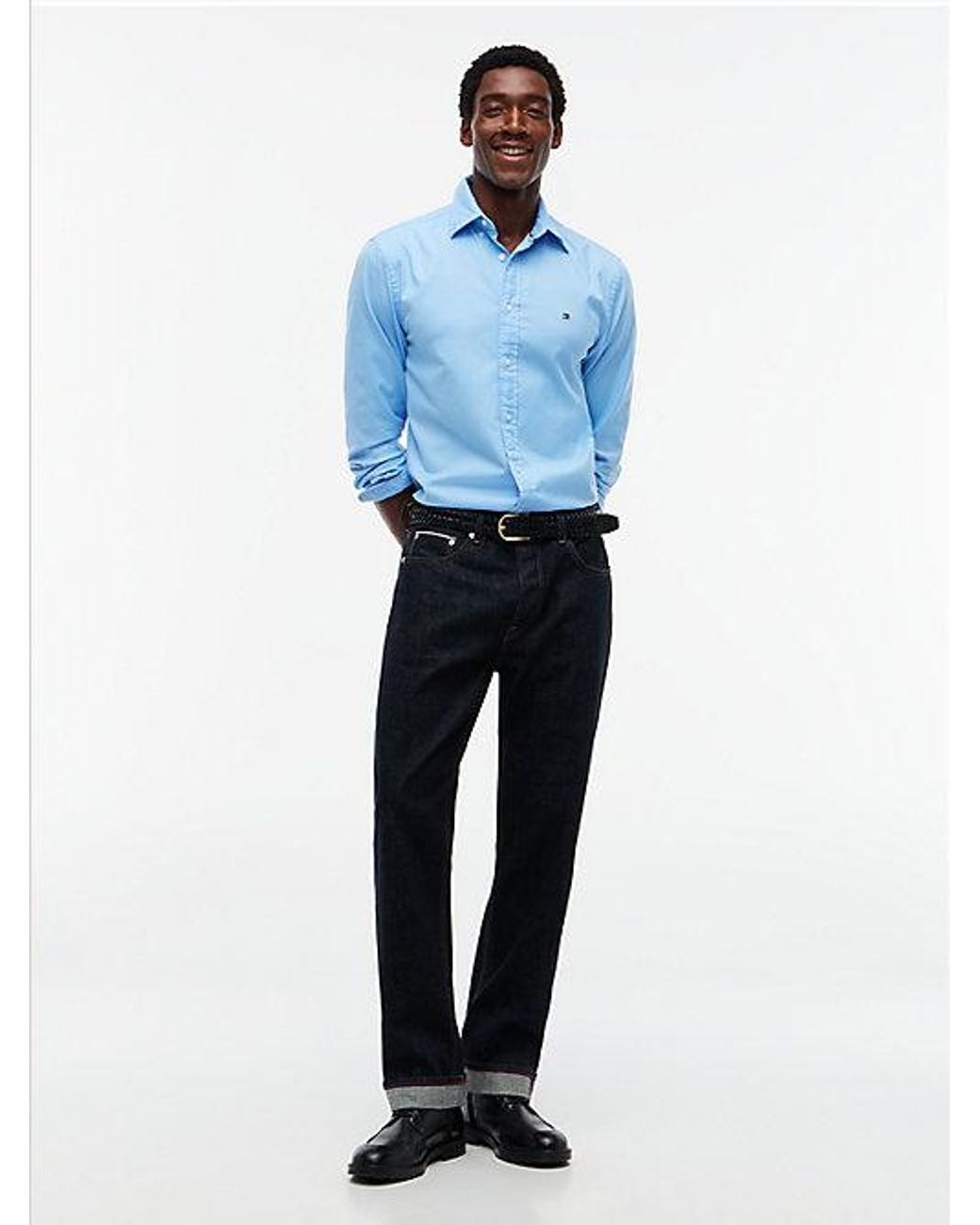 Tommy Hilfiger Black Dover Regular Straight Selvedge Jeans for men
