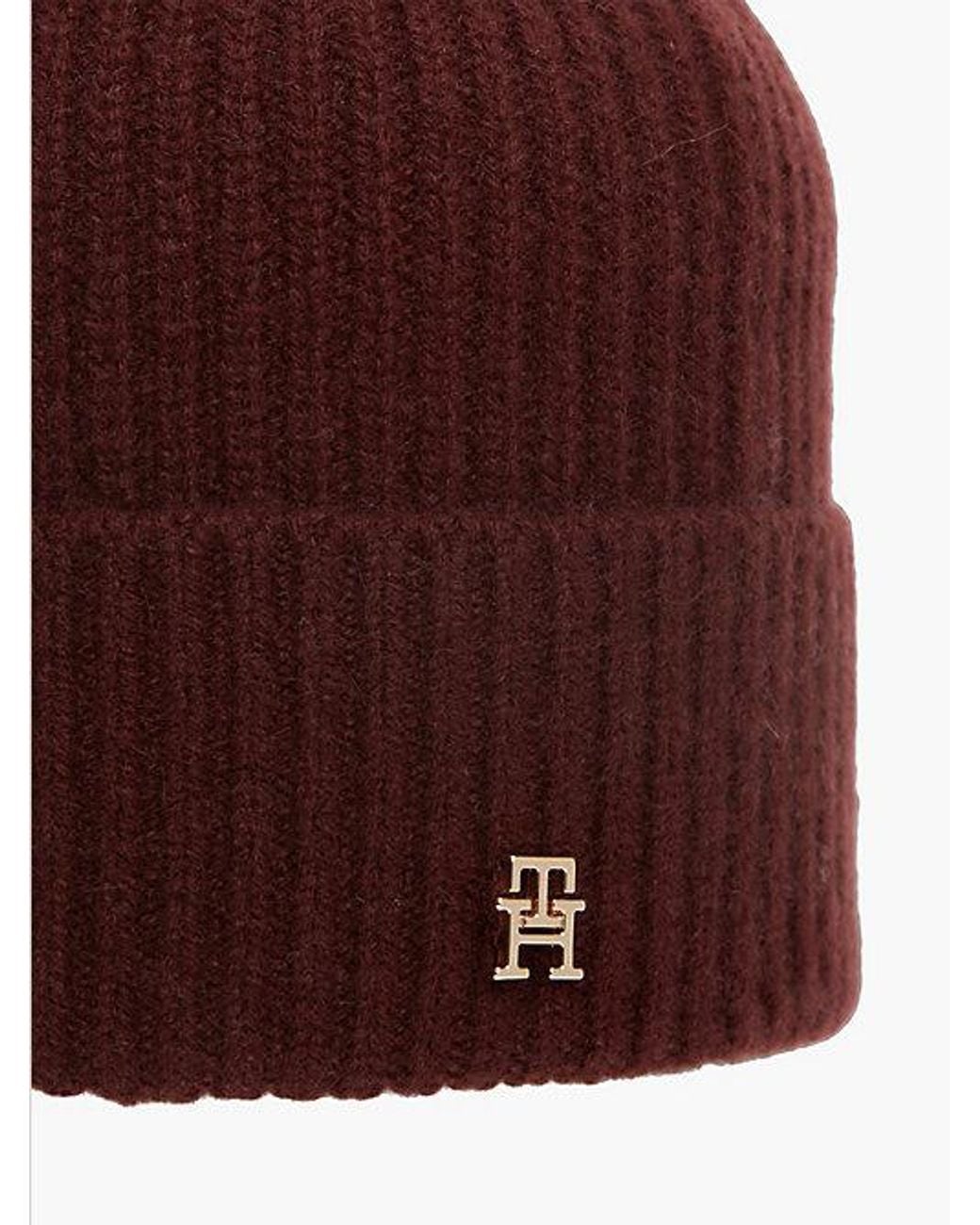 Tommy Hilfiger Red Pure Cashmere Th Monogram Plaque Beanie