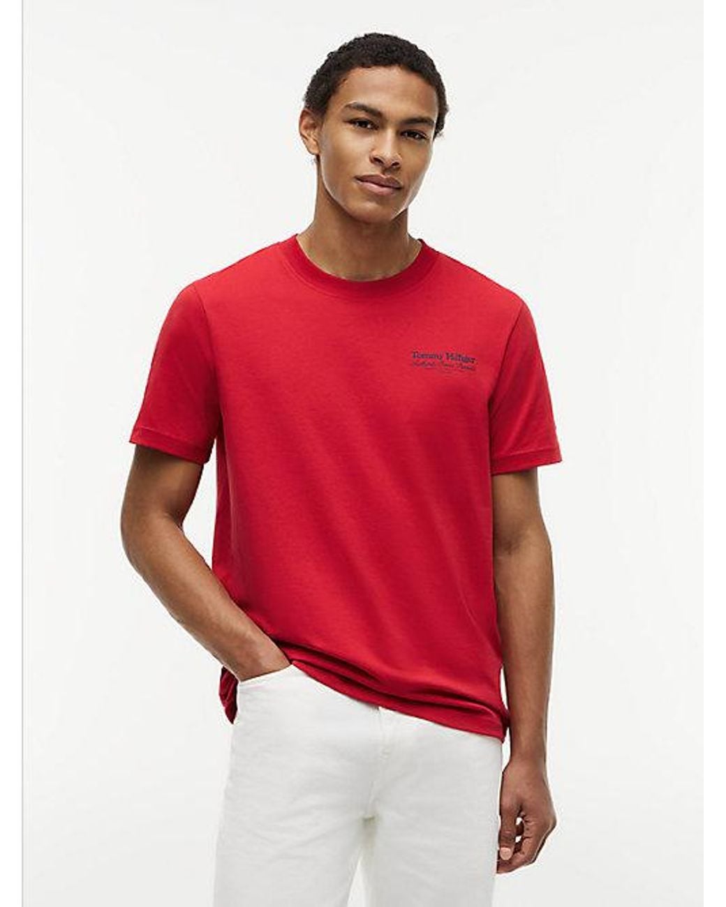 Tommy Hilfiger Red Back Graphic Jersey Crew Neck T-Shirt for men