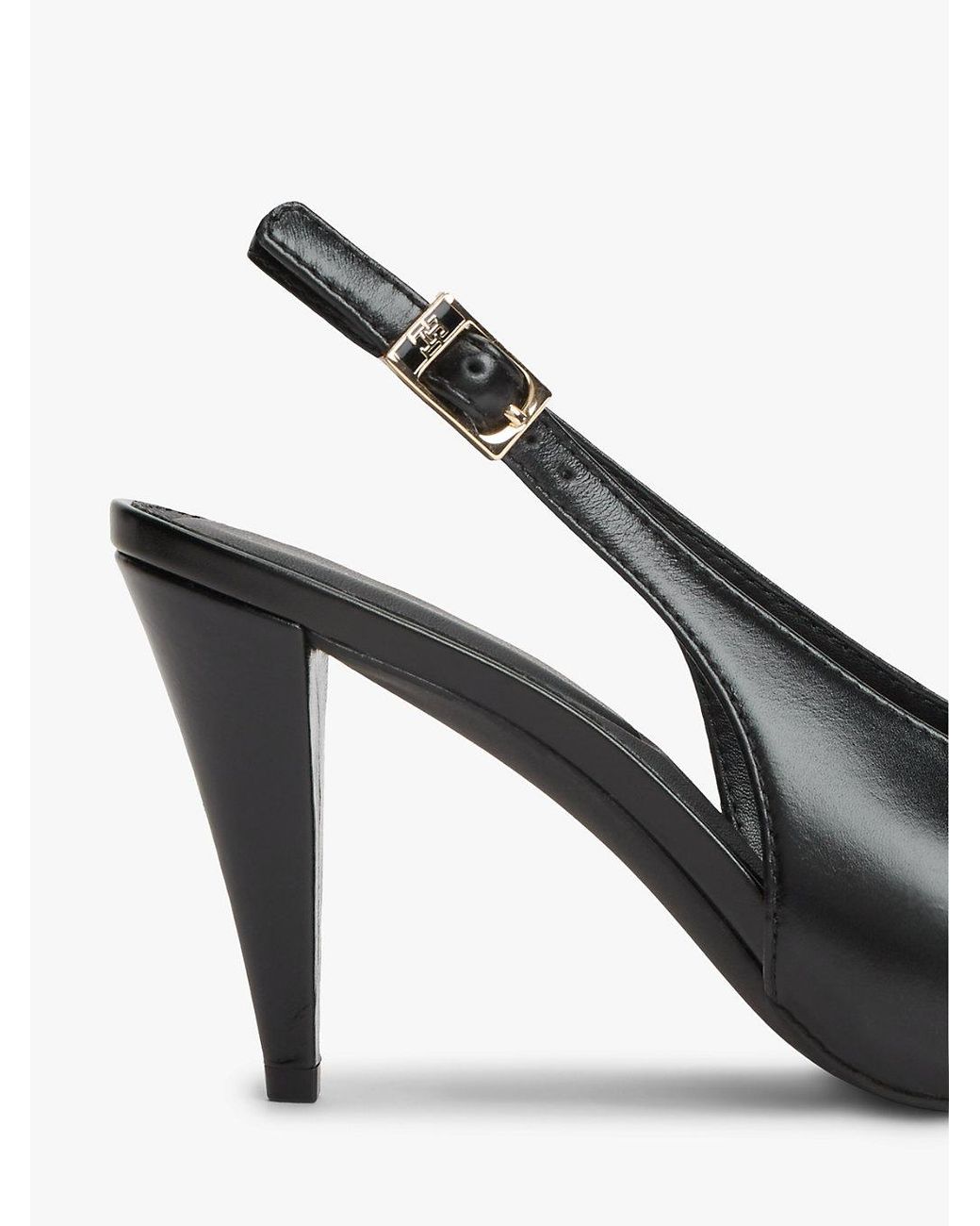 Tommy Hilfiger White Th Monogram Leather Slingback High Heels