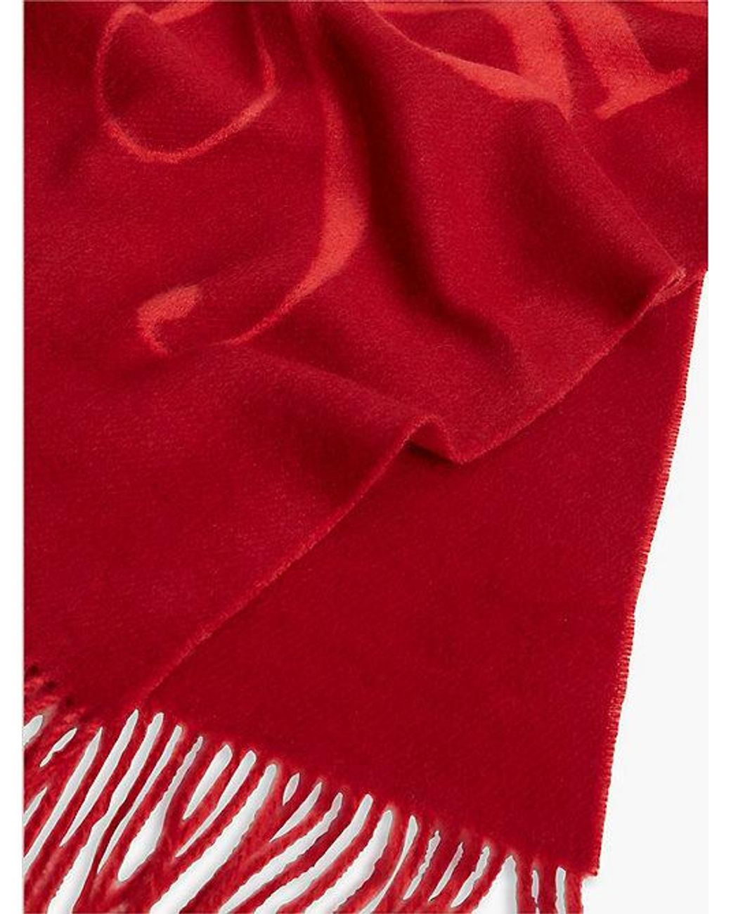 Tommy Hilfiger Red Pure Wool Woven Logo Scarf
