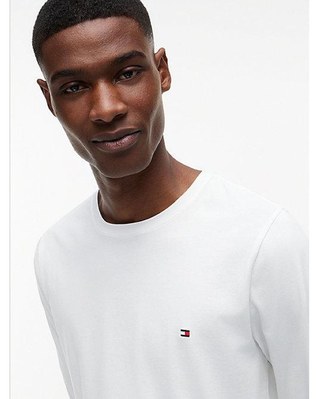 Tommy Hilfiger White Slim Jersey Long Sleeve T-Shirt for men