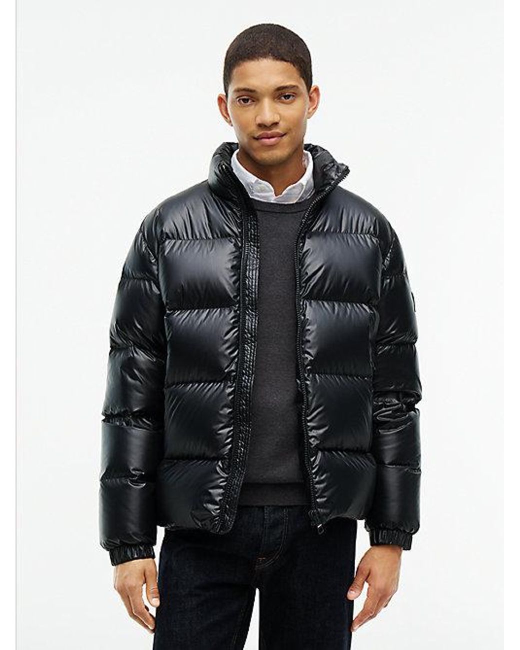 Tommy Hilfiger Black Shiny Water Repellent Down Puffer Jacket for men