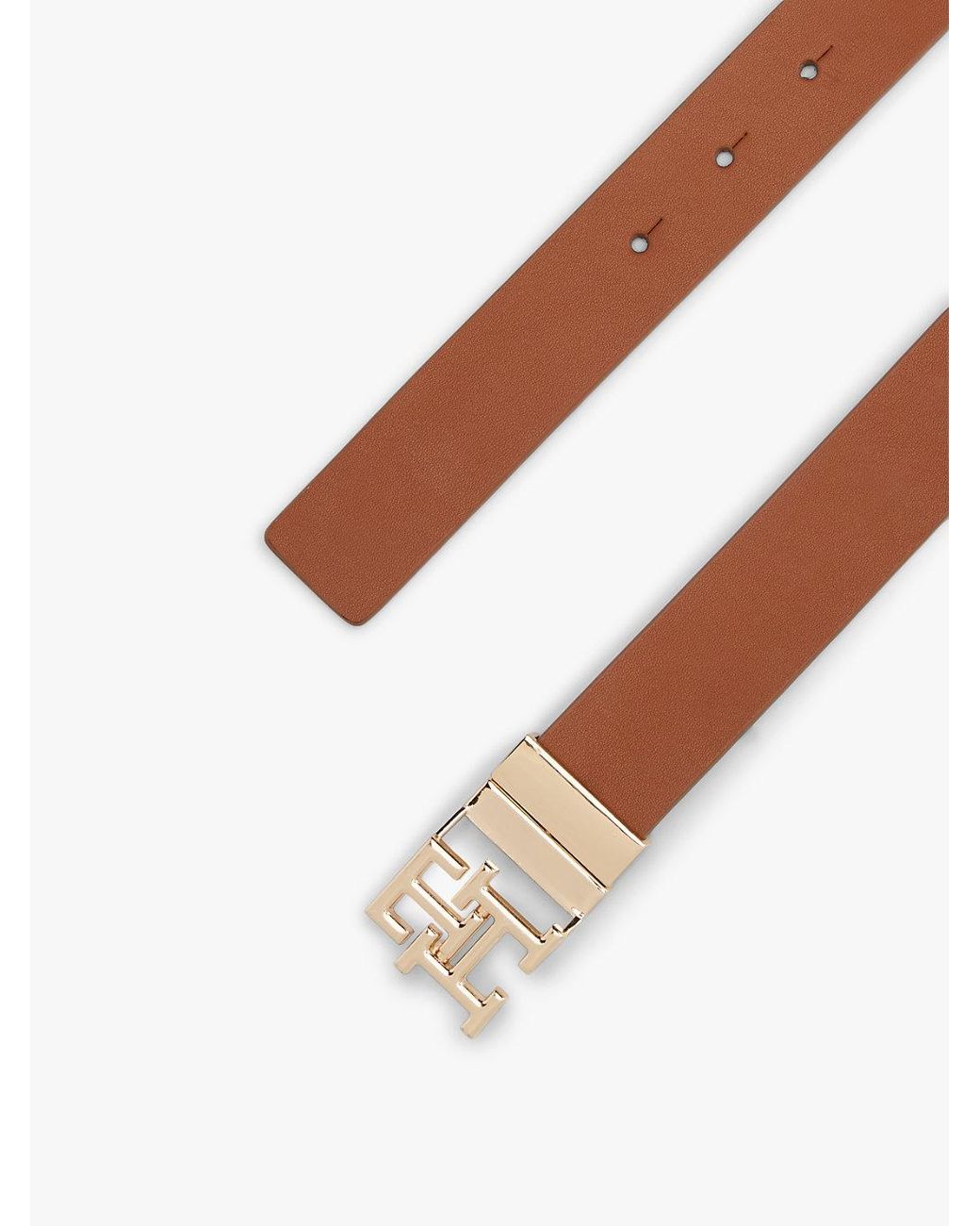 Tommy Hilfiger Brown Th Monogram Reversible Leather Belt
