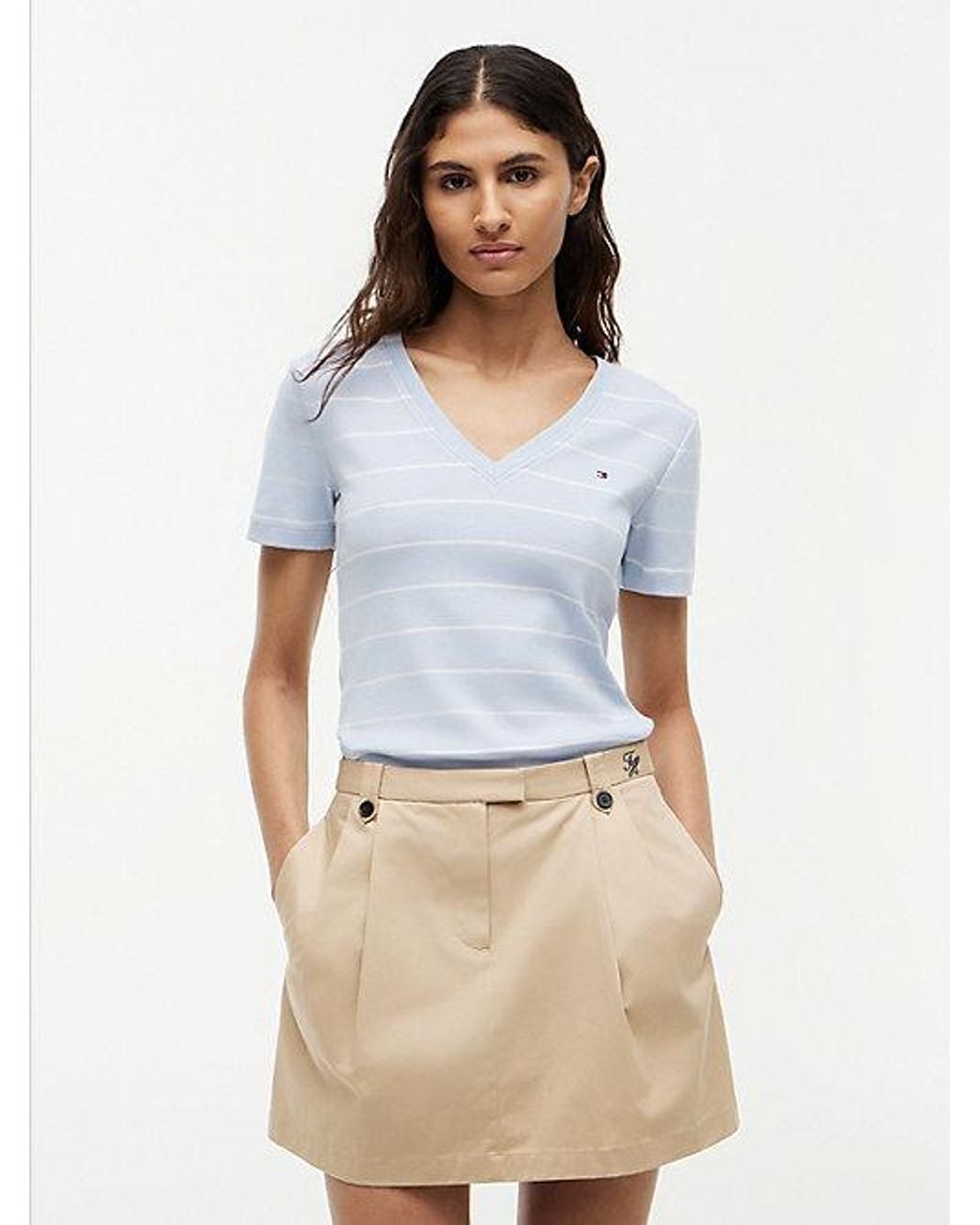Tommy Hilfiger Blue Slim V-Neck T-Shirt