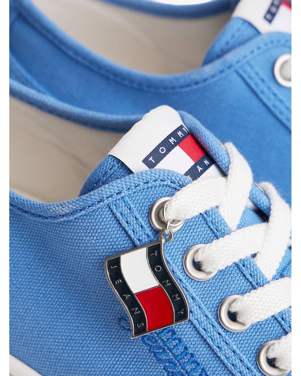 Tommy Hilfiger Blue Canvas Platform Trainers With Charms