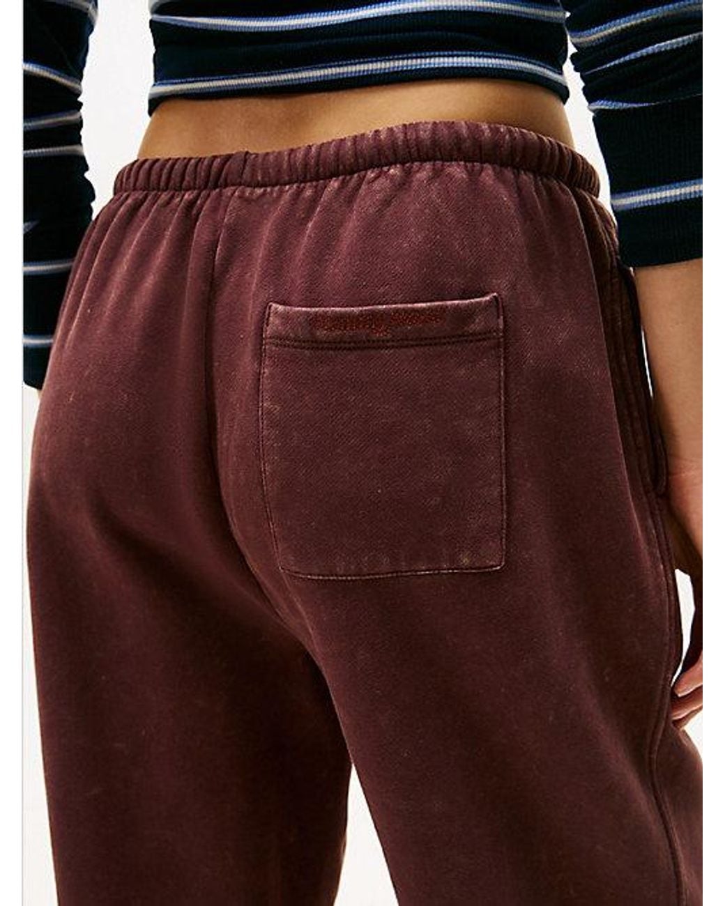 Tommy Hilfiger Red Logo Embroidery Wide Leg Washed Joggers