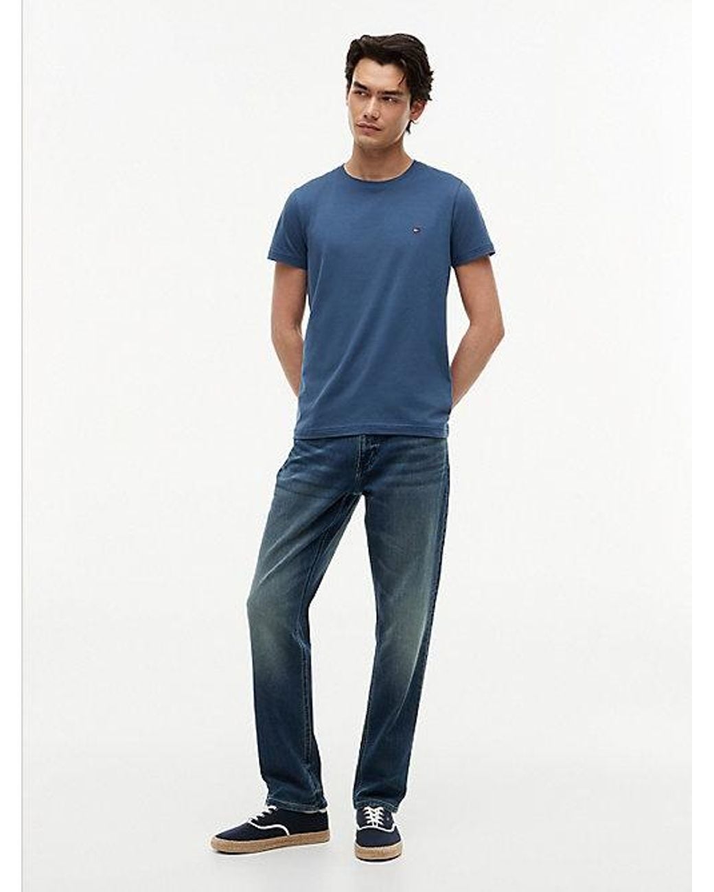 Tommy Hilfiger Blue Flag Embroidery Slim Jersey T-Shirt for men