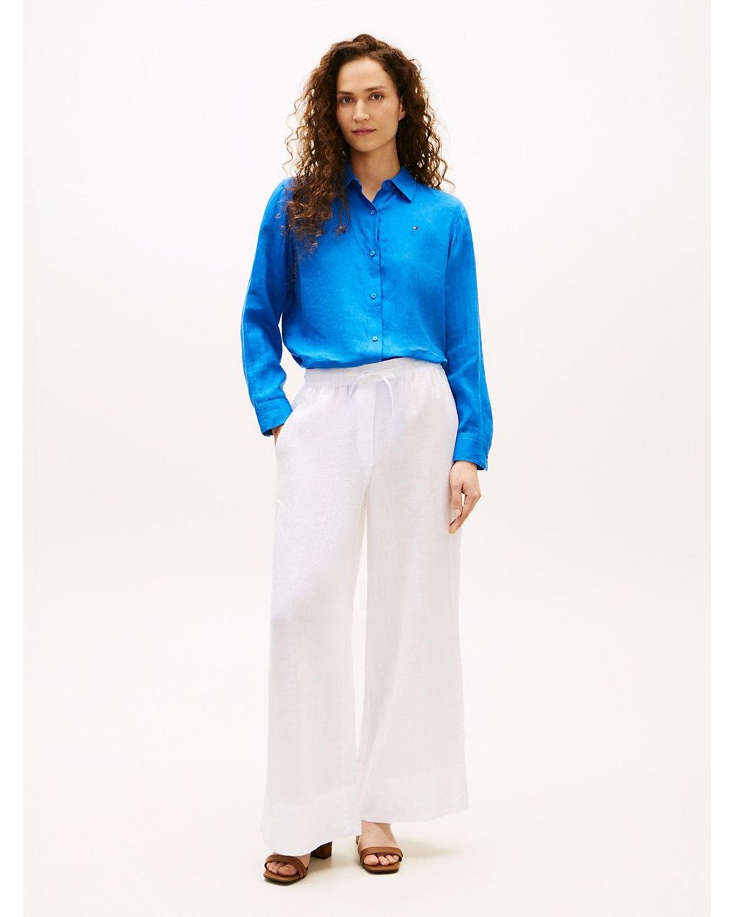 Tommy Hilfiger White Relaxed Fit Pure Linen Shirt