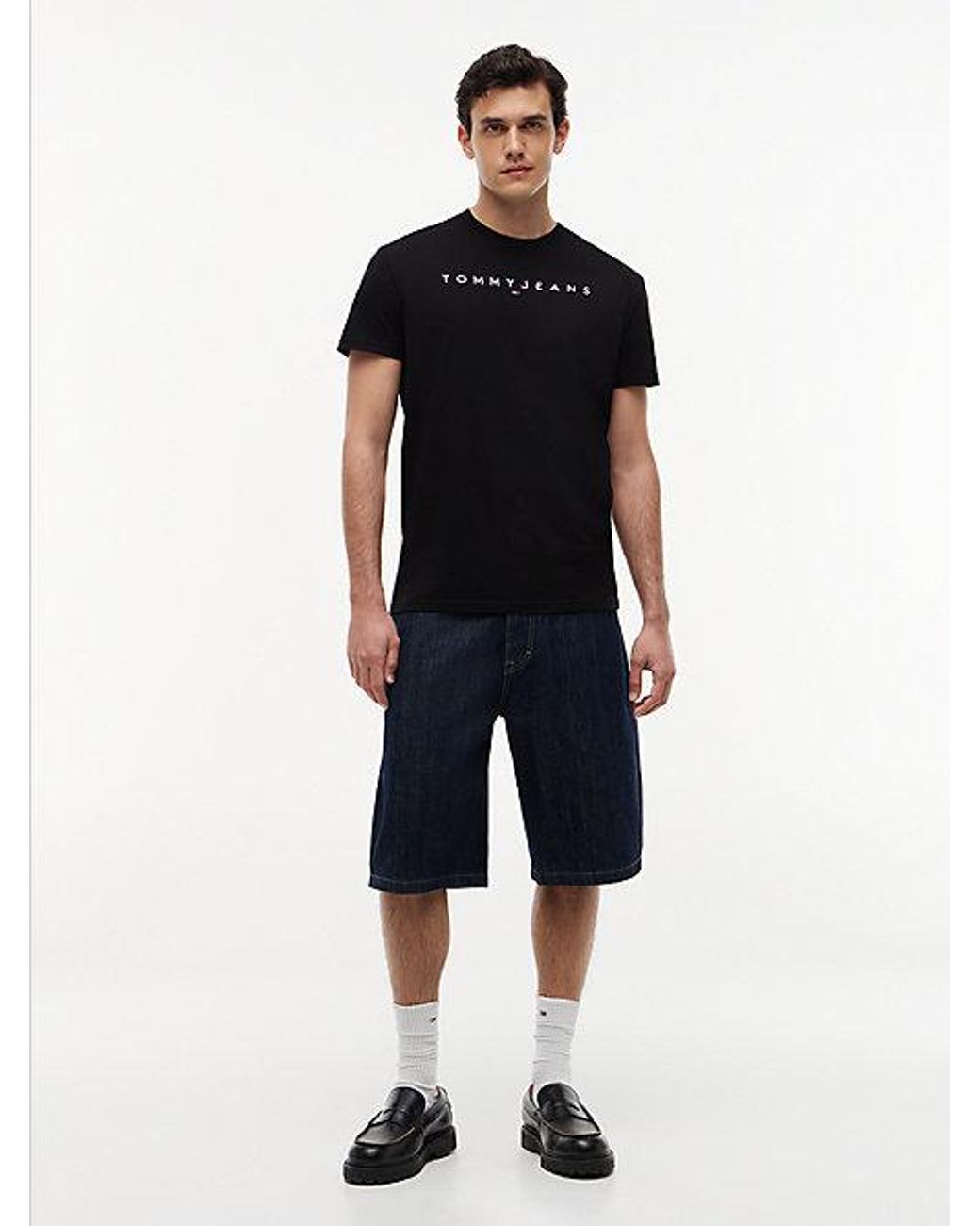 Tommy Hilfiger Black Linear Logo Jersey T-shirt for men