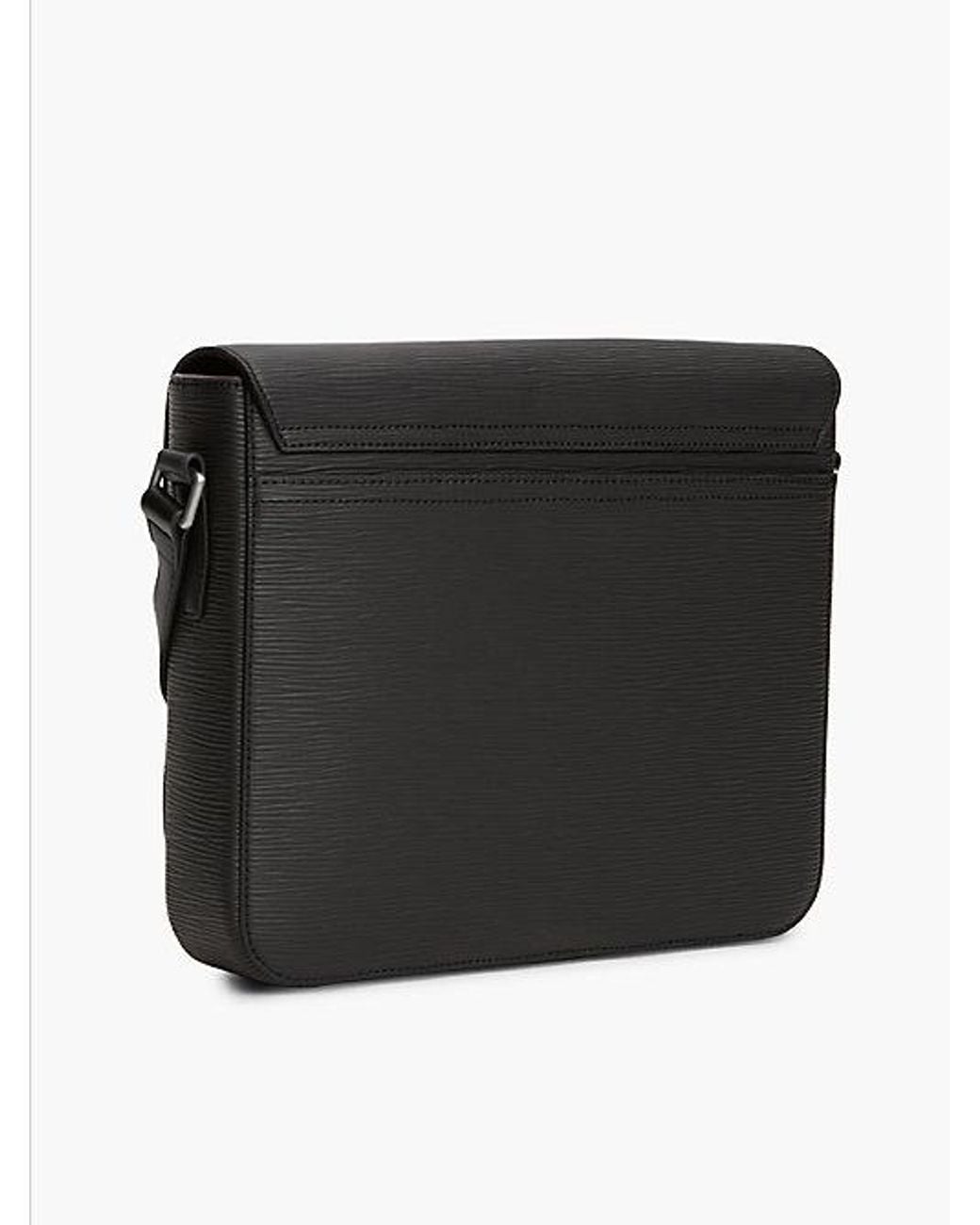 Tommy Hilfiger Black Th Business Textured Crossbody Messenger Bag for men