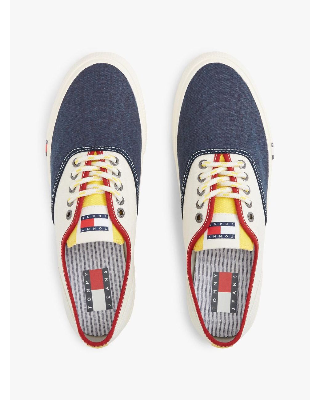 Tommy Hilfiger White Archive Canvas Colour-Blocked Trainers for men