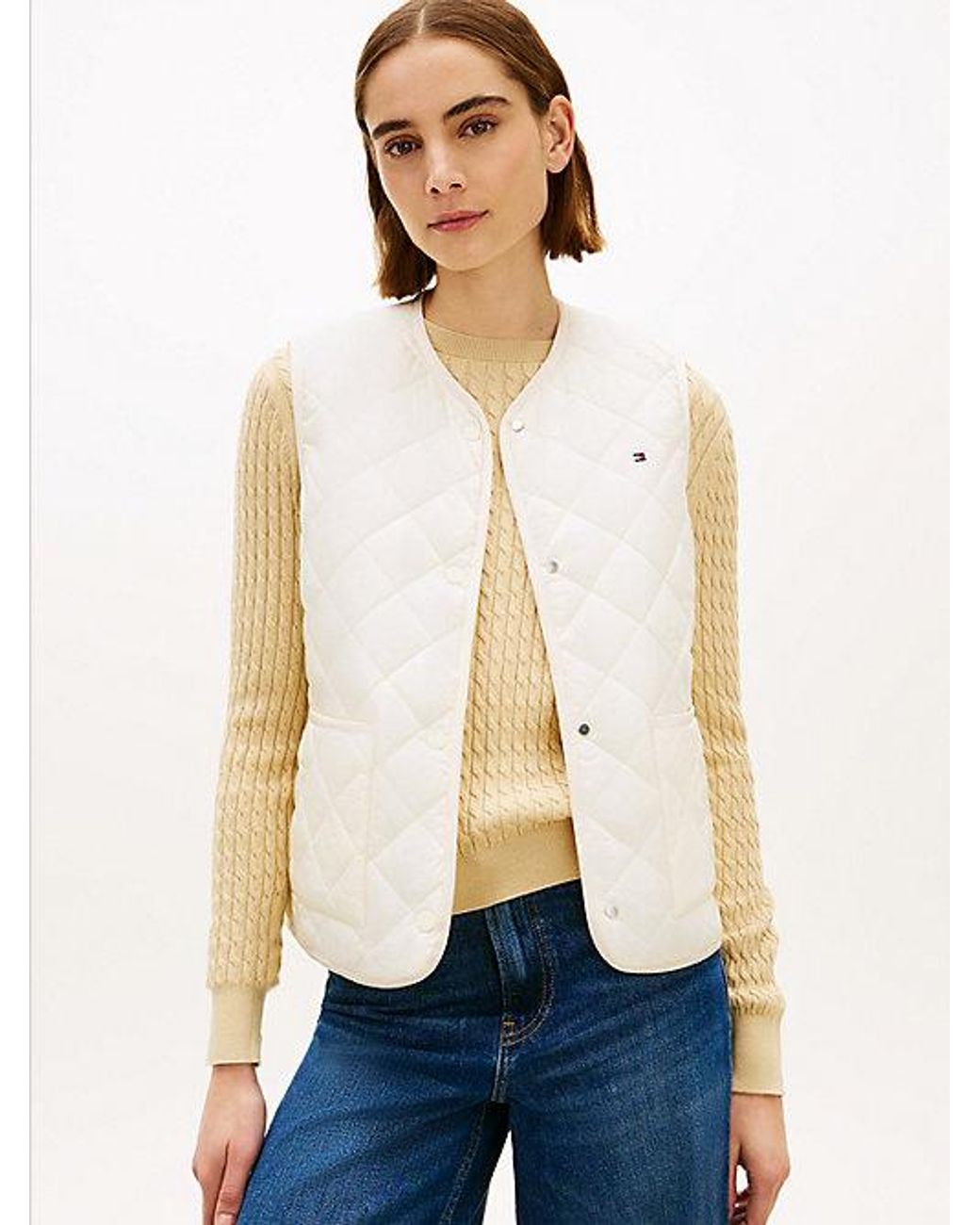Tommy Hilfiger Natural Shiny Lightweight Padded Quilted Gilet