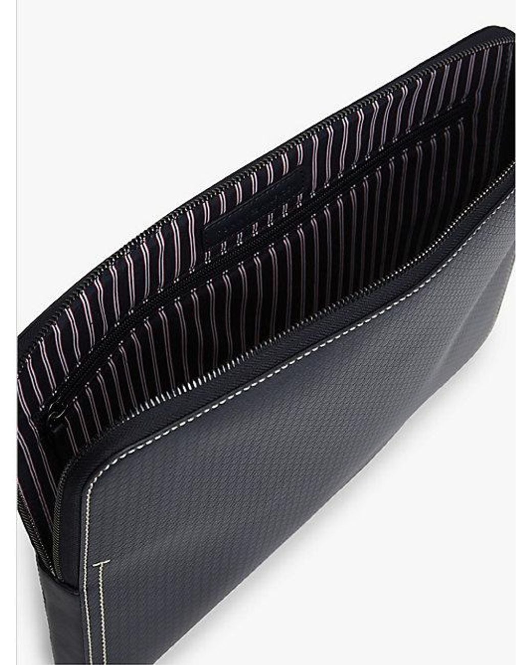Tommy Hilfiger Gray Textured Micro Flag Laptop Pouch for men