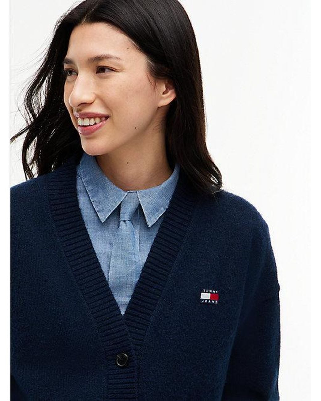 Tommy Hilfiger Blue Tommy Jeans Tommy Badge Fluffy Cardigan With Alpaca