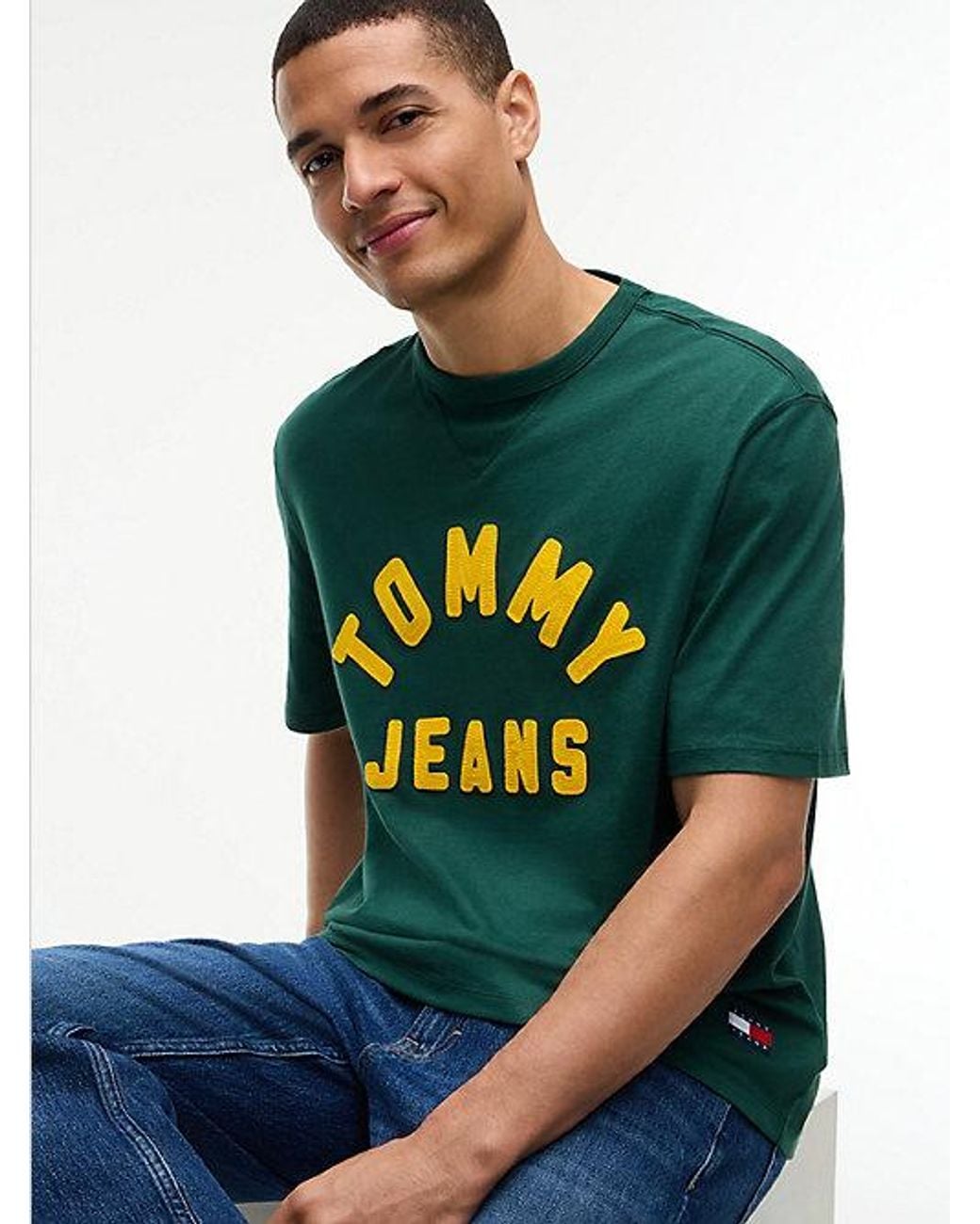 Tommy Hilfiger Green Tommy Jeans Classic Logo Oversized Jersey T-Shirt for men