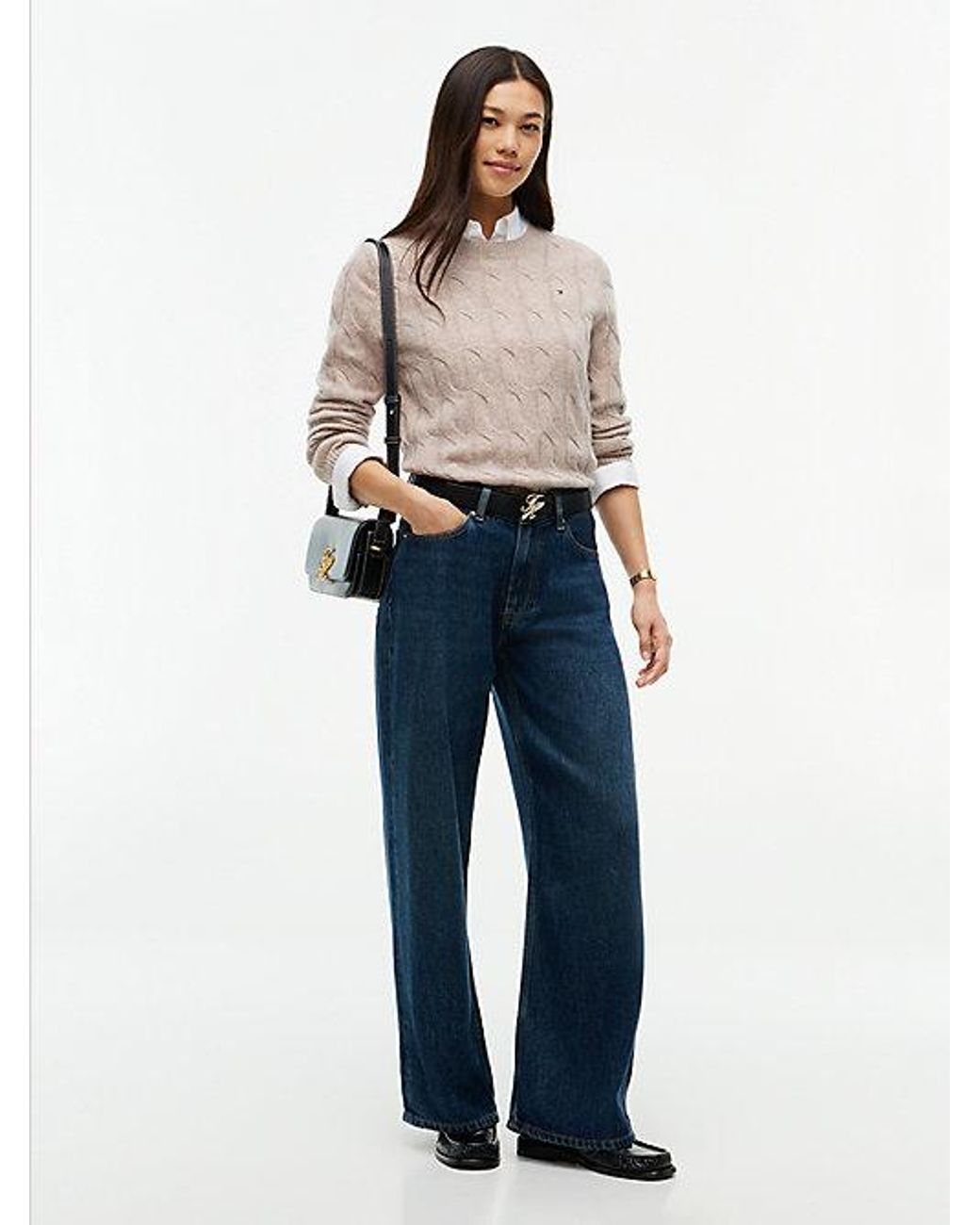 Tommy Hilfiger Blue Pure Wool Chain Cable Knit Jumper