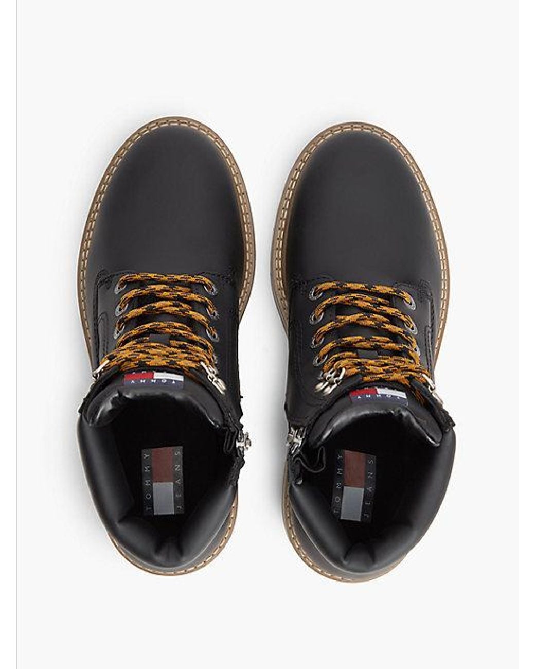 Tommy Hilfiger Black Tommy Jeans Archive Waterproof Leather Cleat Boots for men