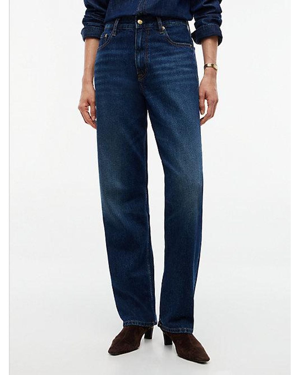 Tommy Hilfiger Blue Sarah High Rise Straight Faded Jeans