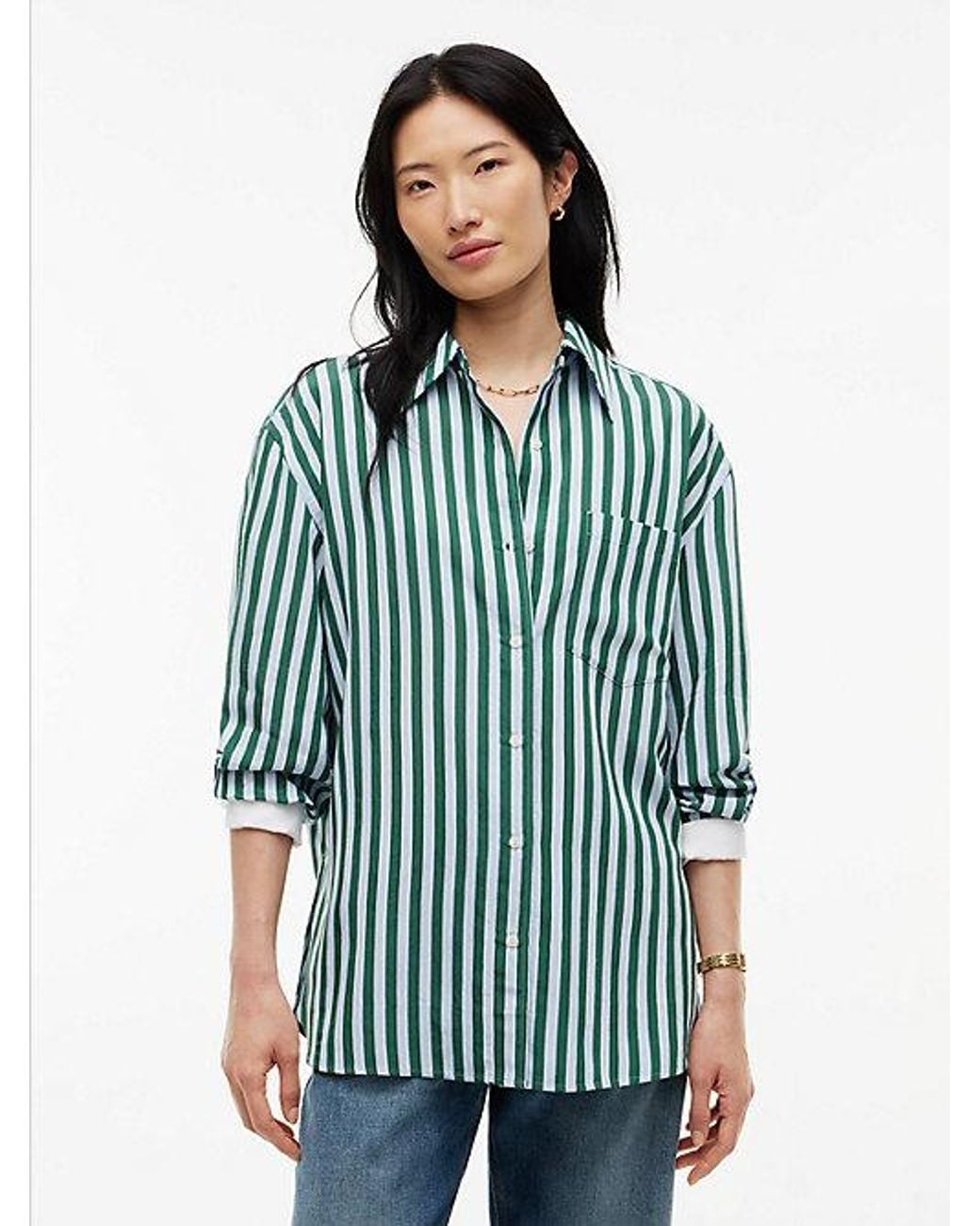Tommy Hilfiger Blue Relaxed Fit Stripe Double Cuff Shirt