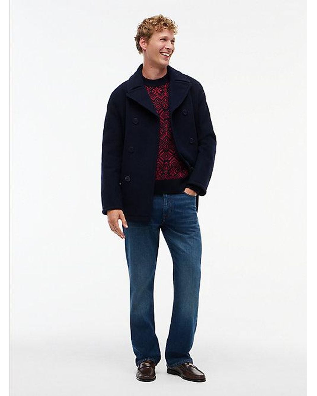 Tommy Hilfiger Red Fair Isle Relaxed Crew Neck Jumper for men