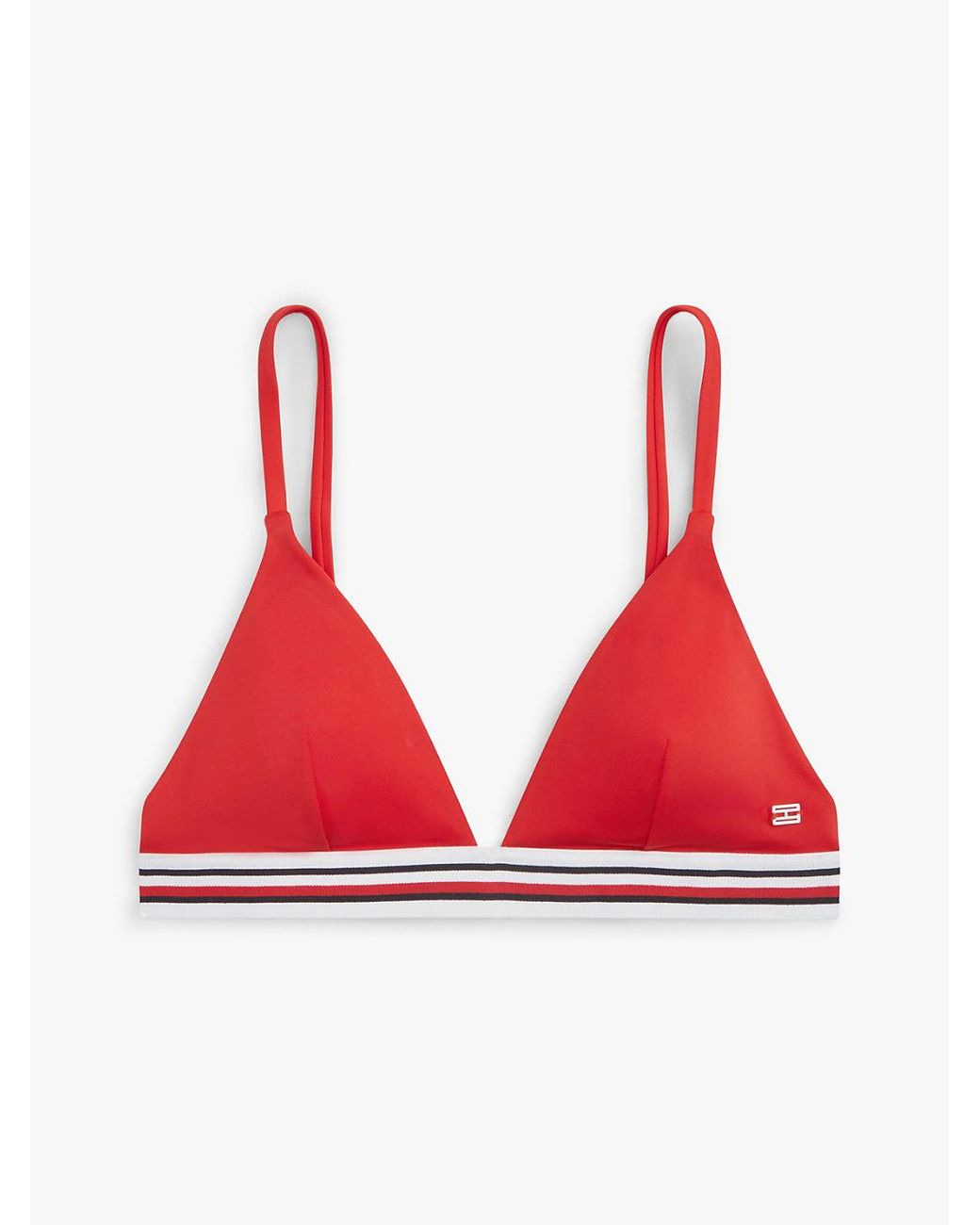 Tommy Hilfiger Red Global Stripe Triangle Bikini Top