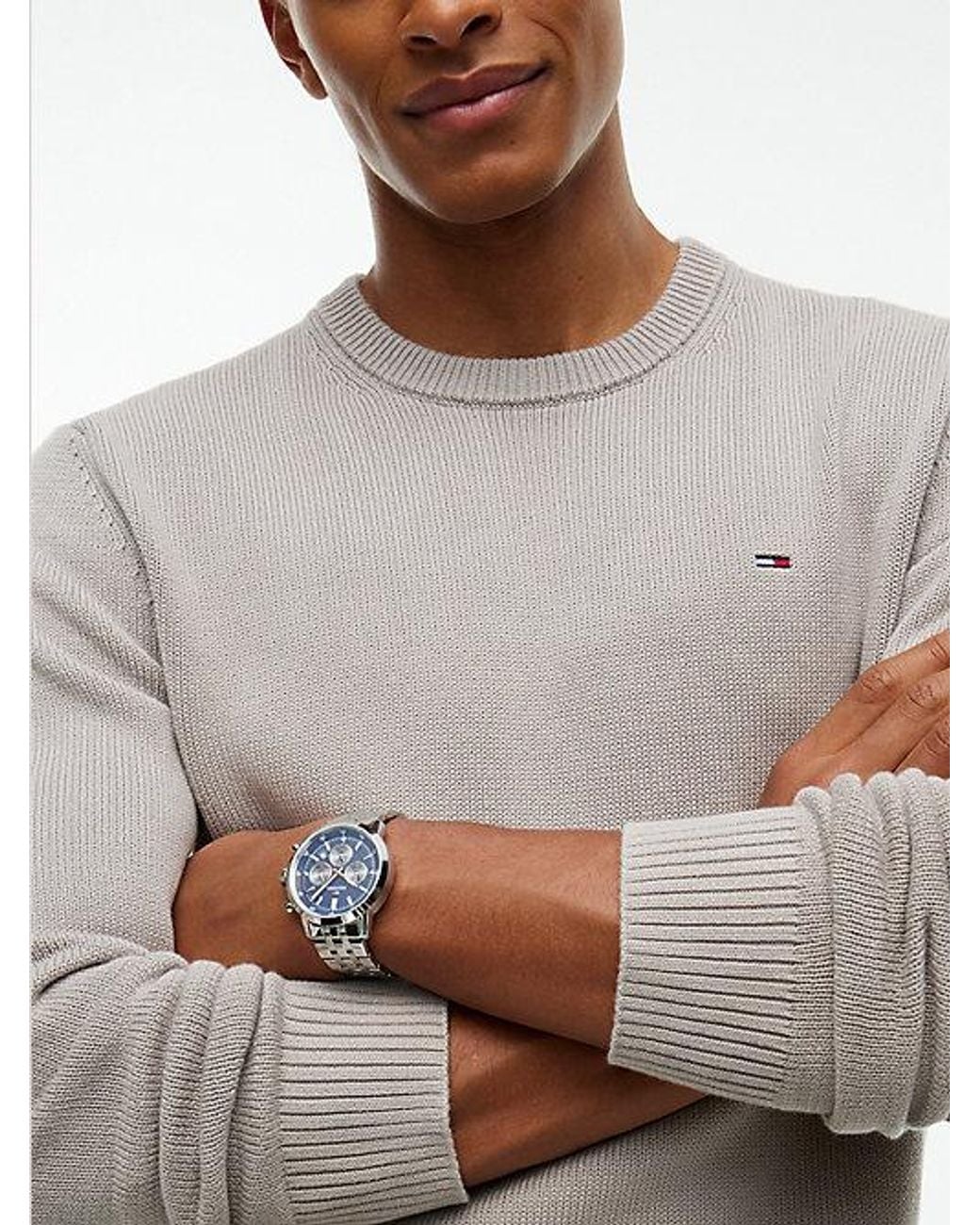 Tommy Hilfiger Gray Tommy Jeans Tommy Flag Textured Slim Jumper for men