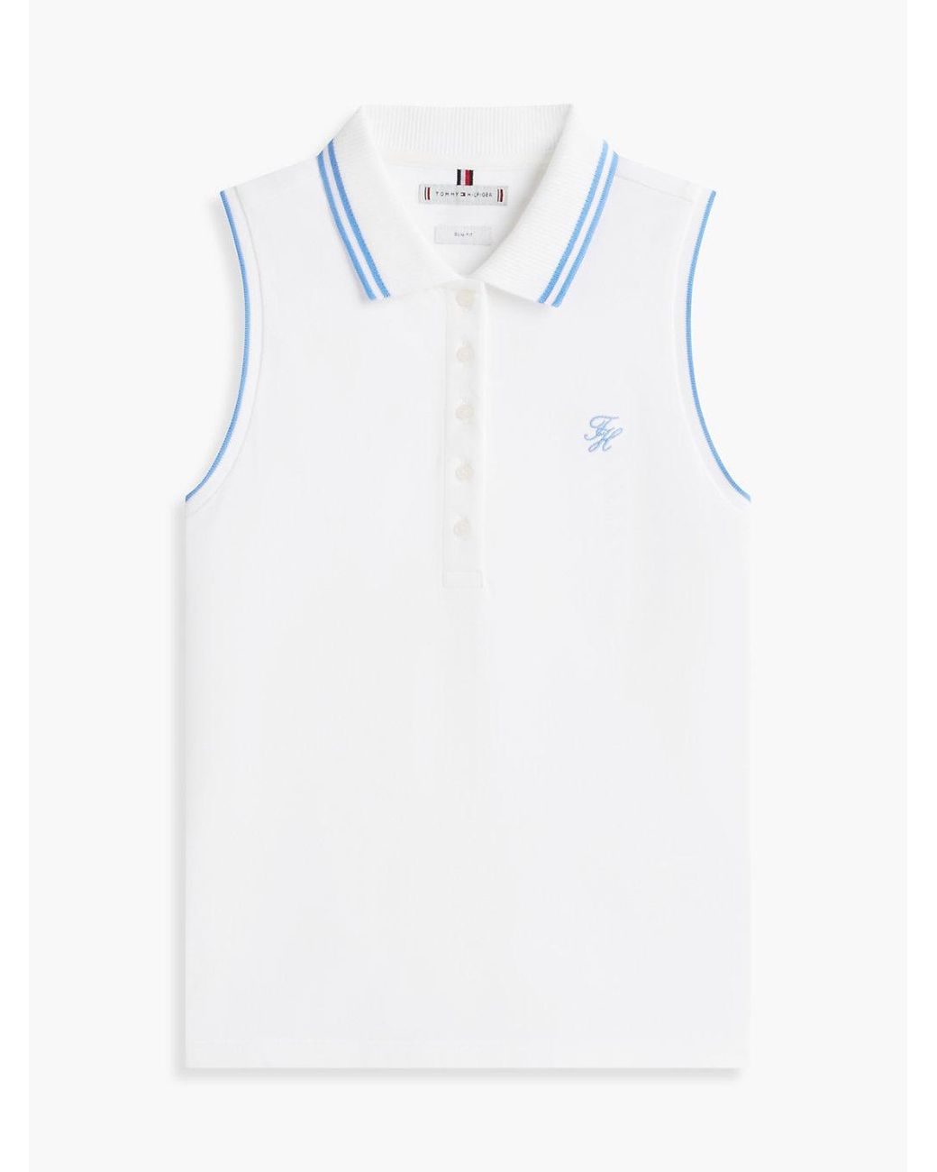 Tommy Hilfiger White 1985 Slim Fit Pique Sleeveless Polo Shirt