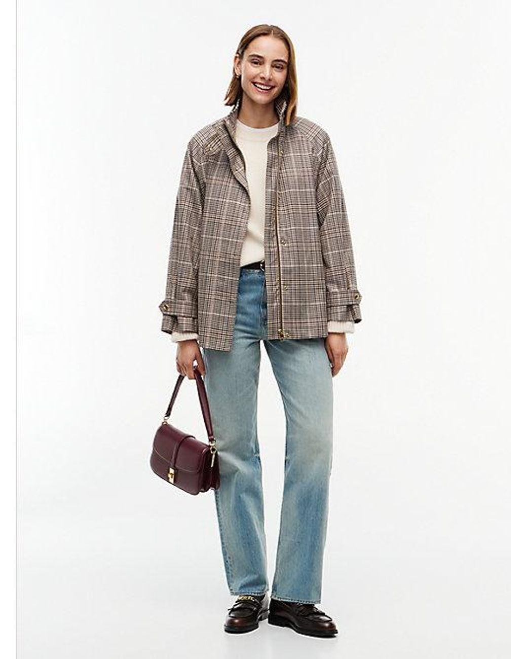 Tommy Hilfiger Natural Check Raglan Sleeve Relaxed Cape Coat